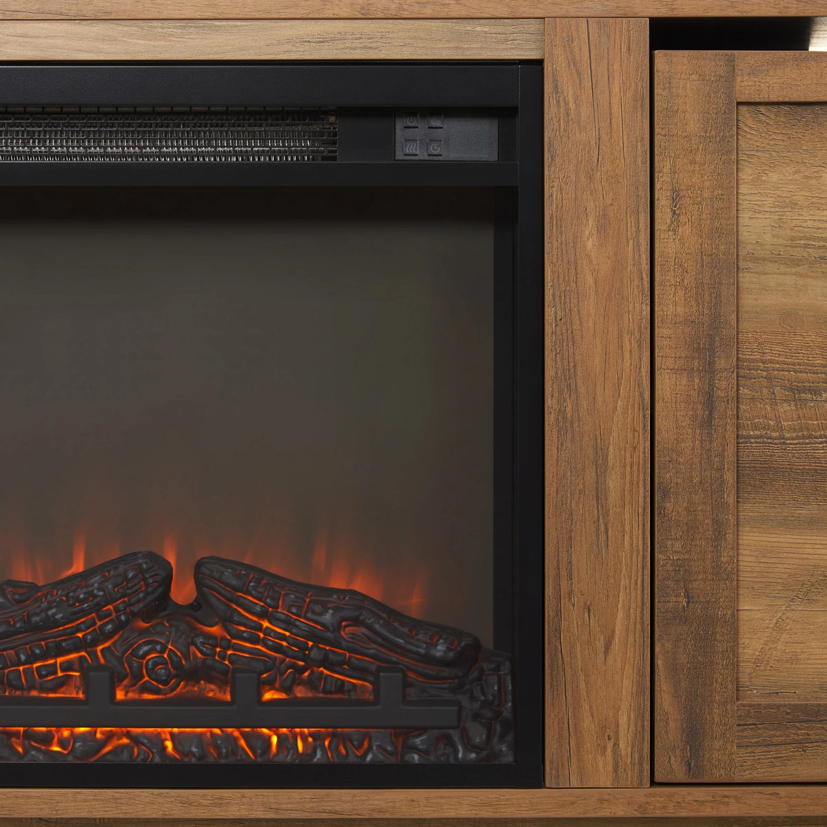 Walker Edison Transitional 2-Door Fireplace TV Stand for TVs up to 65, Reclaimed Barnwood