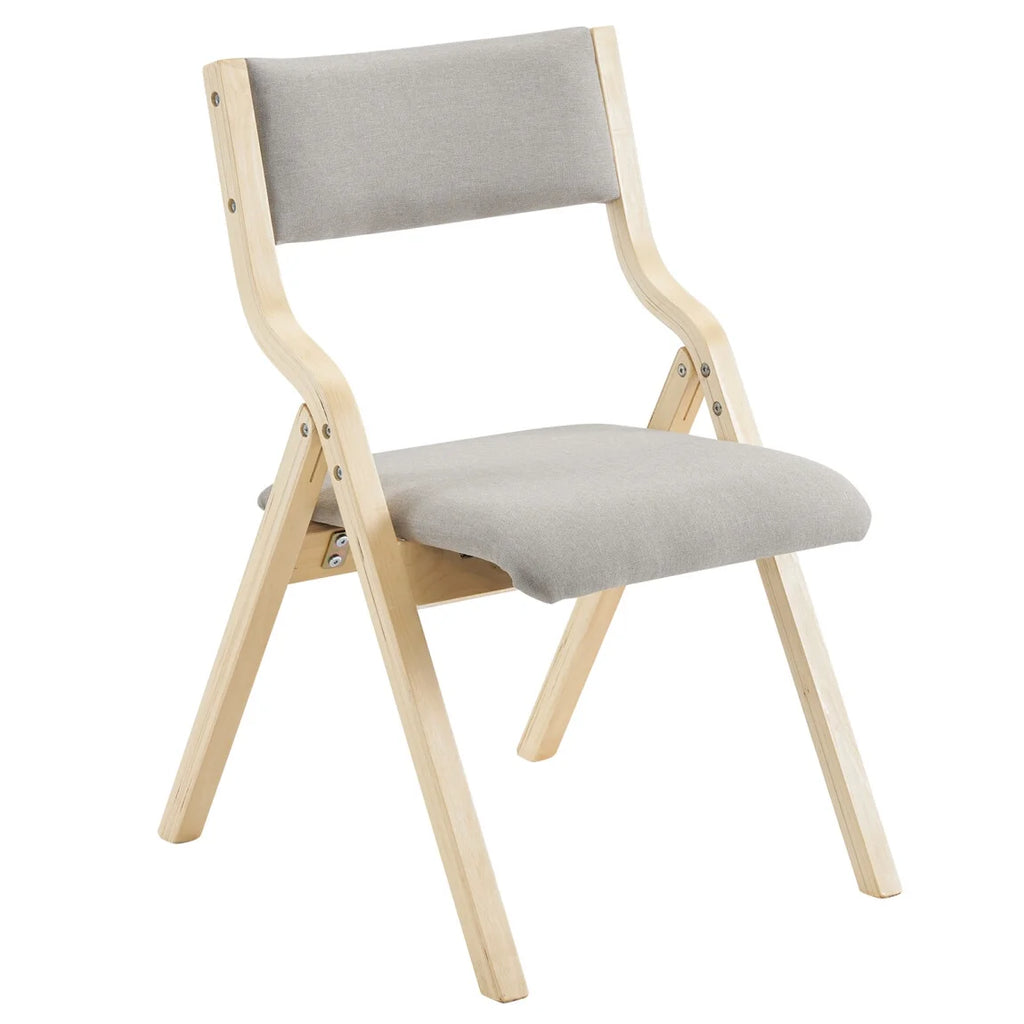 Folding Chairs 2 Pack Wooden Folding Chairs with Padded Seats and Back, Portable Stackable Dining Chairs Set of 2 Folding Chairs Ideal for Kitchen Office Wedding Party Picnic, Khaki