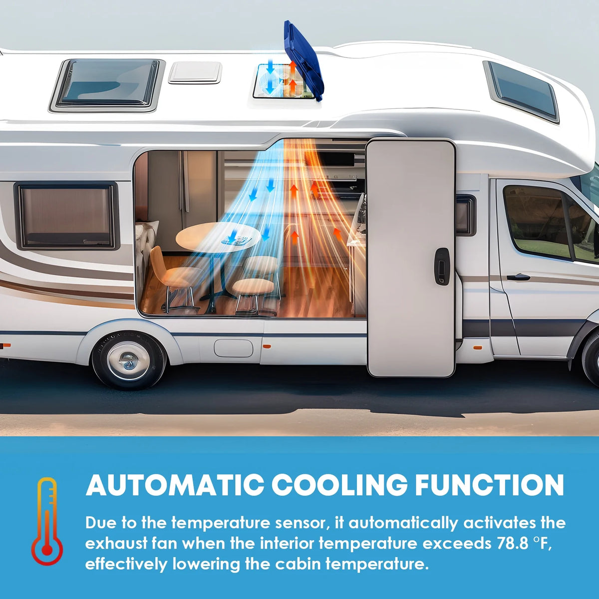 Kohree 14" RV Vent Fan,12V Super Quiet Fan-10 Speed Intake & Exhaust- with Remote Control & Sealing tape for Camper Trailer Bathroom,Light Blue