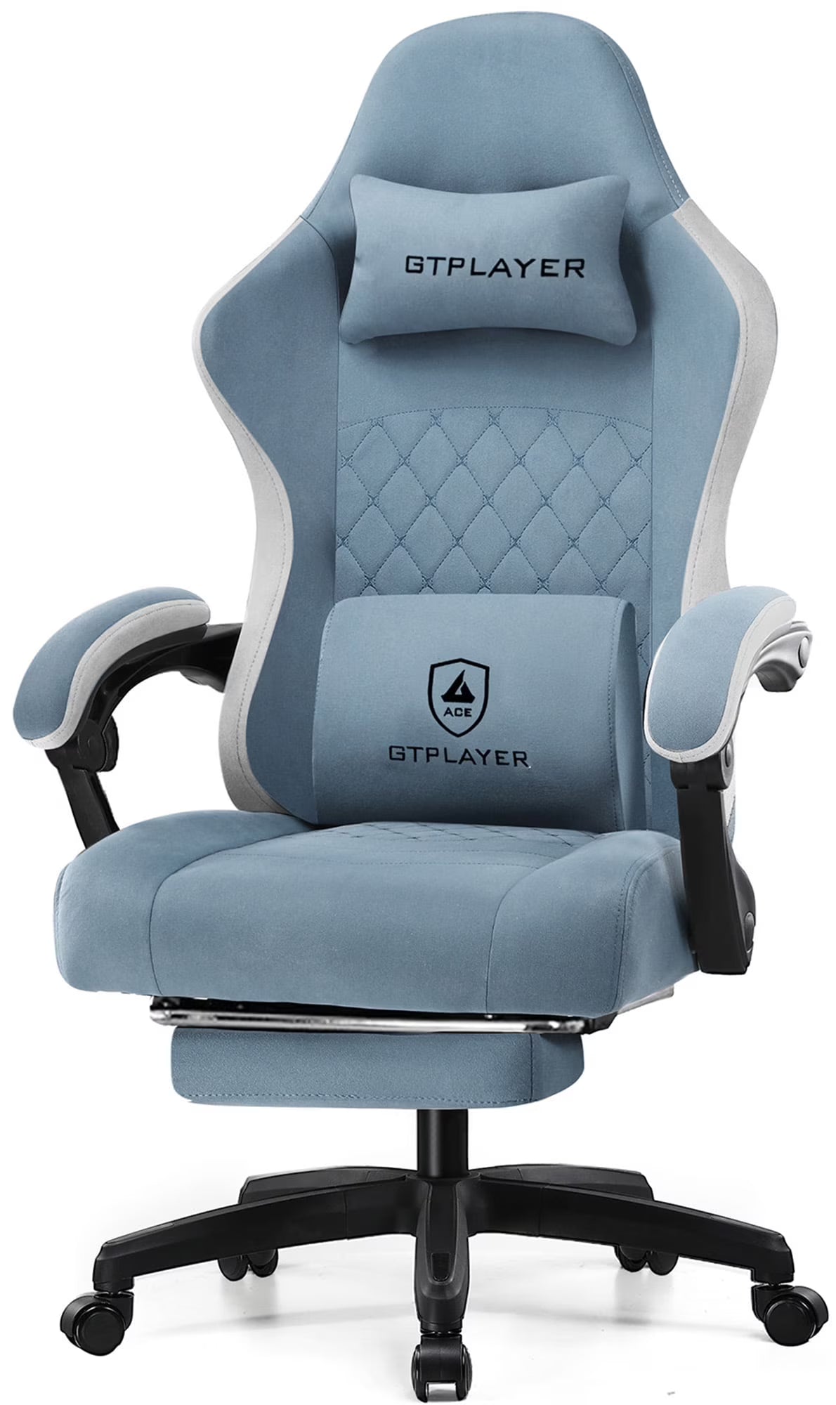 GTPLAYER Ergonomic High Back Pocket Spring Cushion Gaming Chair with Footrest & Linkage Armrests, Black