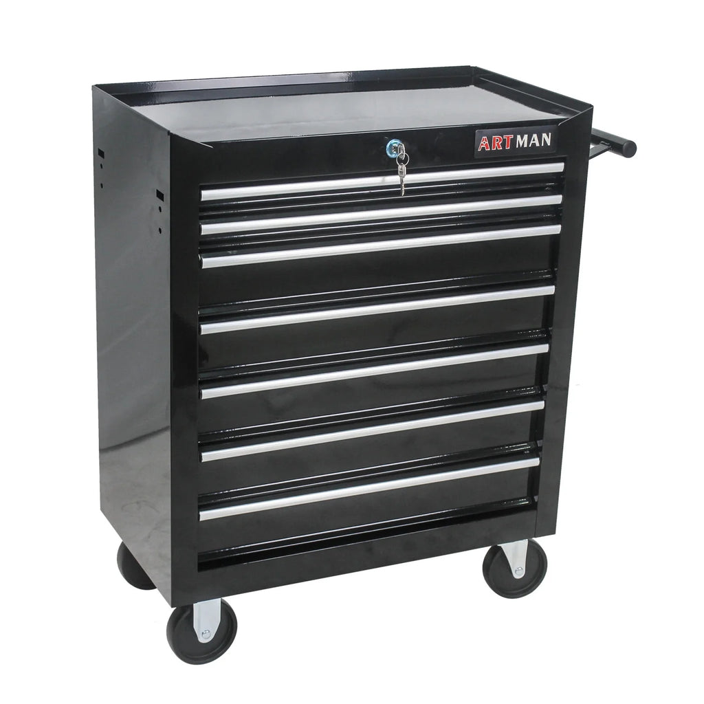 7-Drawer Rolling Tool Chest, Metal Tool Storage Organizer Cart with Locking System and Wheels, Multifunctional Mechanic Tool Cart for Garage, Warehouse, Workshop, Repair Shop, Red
