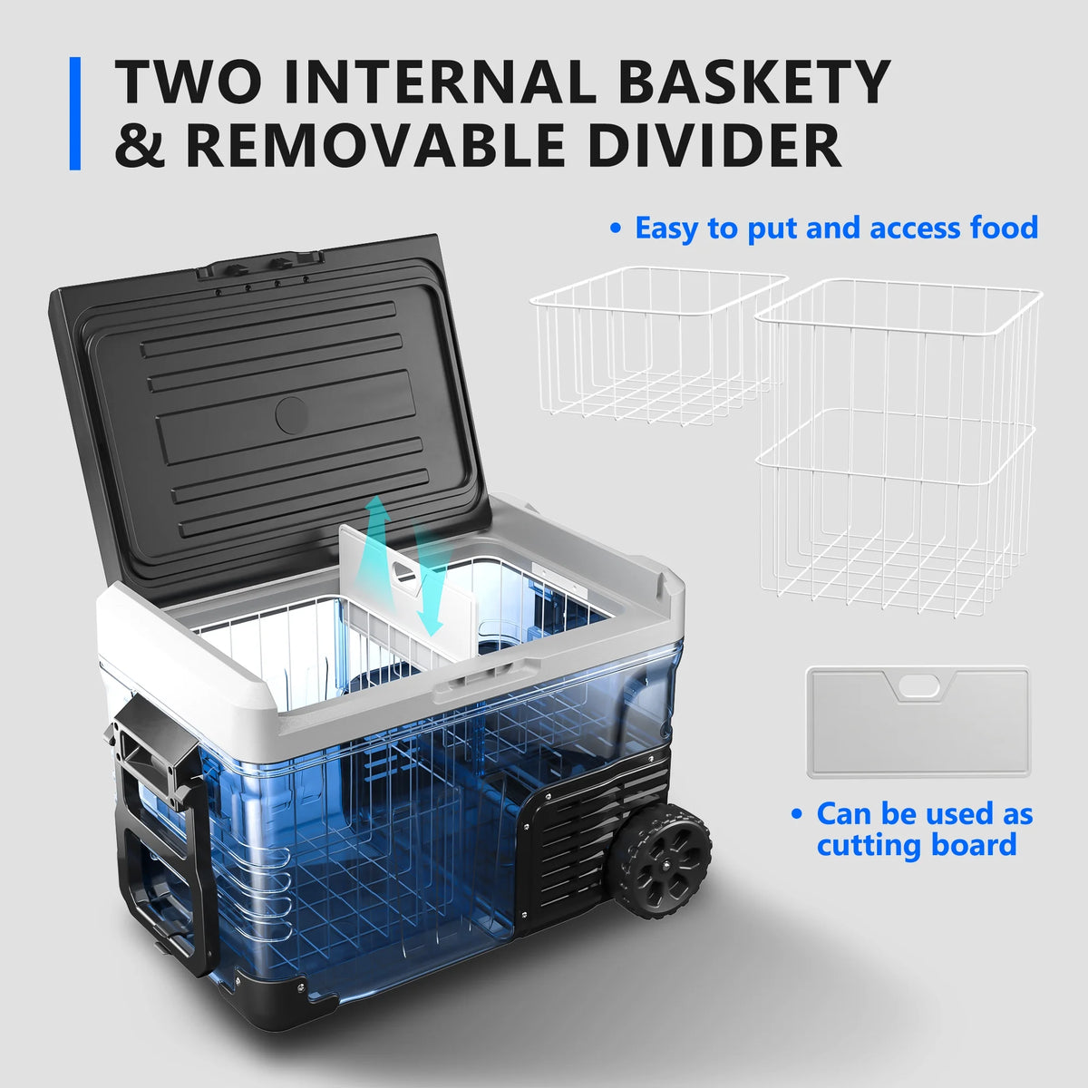 Simzlife 12V Car Refrigerator, 37QT Electric Cooler DC/AC, -4 ~68, RV Freezer Fridge Cooler with Wheels & 2 Baskets