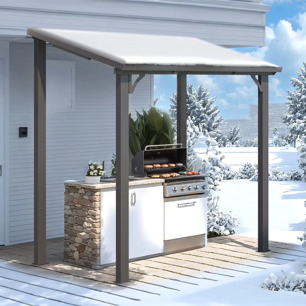 AECOJOY 10' x 12' Hardtop Gazebo, Heavy Duty Outdoor Gazebo with Galvanized Steel Sloping Roof, All Weatherproof Metal Gazebo Featuring Vertical Stripes for Patio, Backyard, and Lawns