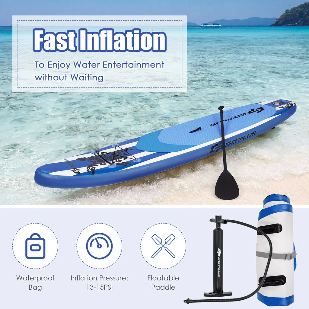 Goplus 11 Inflatable Stand Up Paddle Board SUP W/Carrying Bag Aluminum Paddle Navy