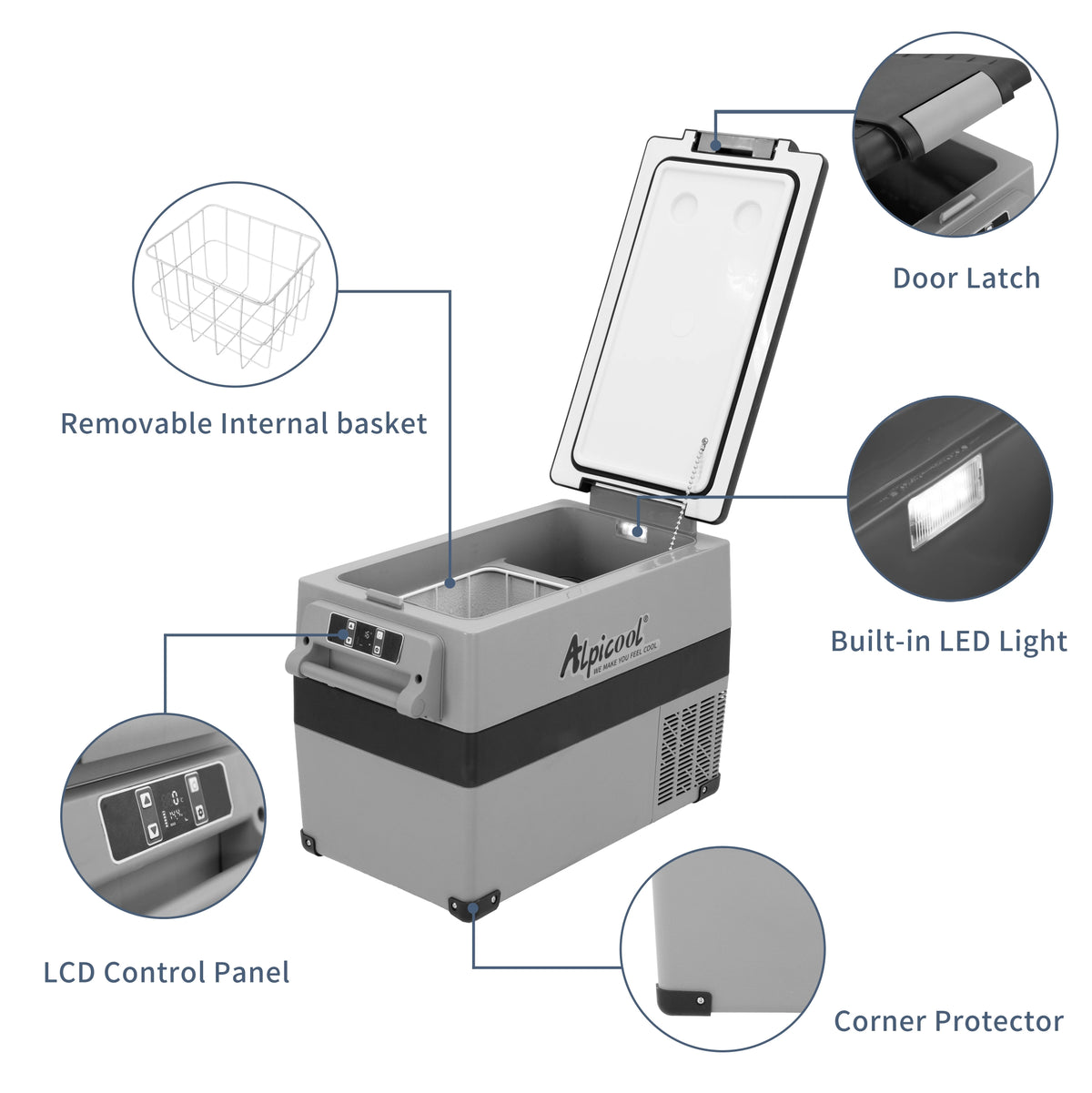 Alpicool CF55 Portable Refrigerator 12 Volt Car Freezer 58 Quart(55 Liter) Vehicle, Car, Truck, RV, Boat, Mini fridge freezer for Driving, Travel, Fishing, Outdoor -4F to 68F