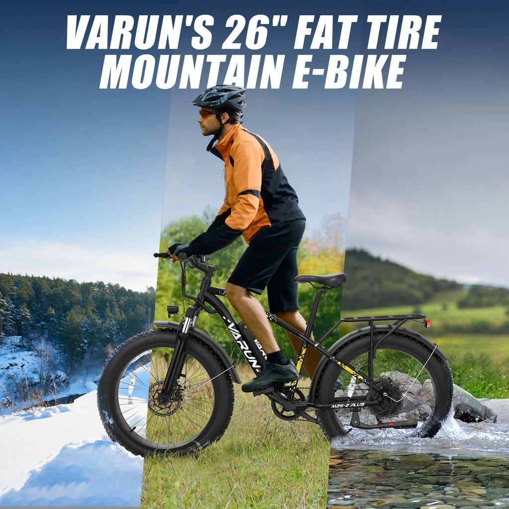 VARUN Electric Bike for Adults, 26" Fat Tire Ebike with Peak 750W 48V 13AH Battery, Electric Mountain Bicycle for Men & Women with 25MPH 50Miles
