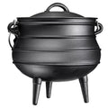 Bruntmor Pre-Seasoned Cast Iron Cauldron - Bruntmor African Potjie Pot with Lid - 3 Legs for Even Heat Distribution - Camping Dutch Oven Cookware for Over-the-Fire Cooking - 10 Quarts, X-Large