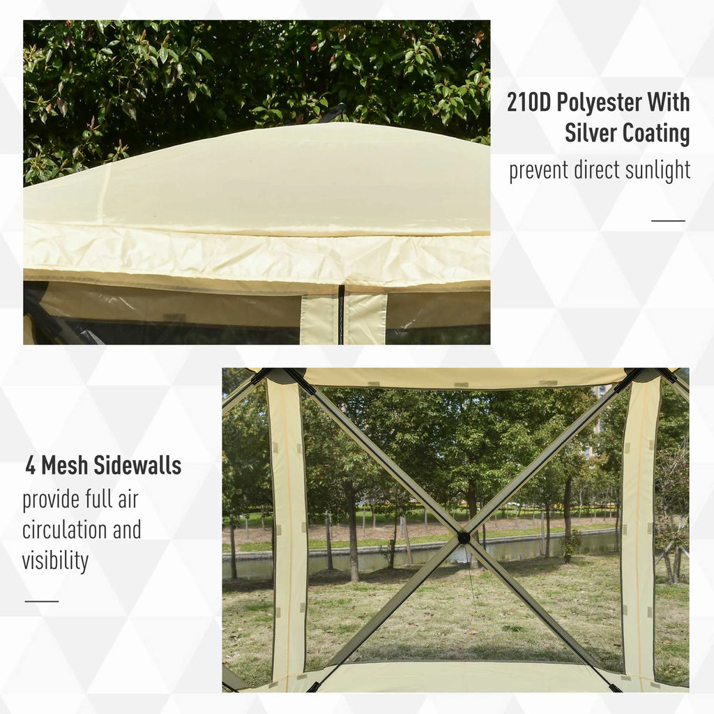 Outsunny Pop Up Camping Canopy Gazebo Screen Shelter Tent with Single Person Easy Set-Up, Ventilating Mesh, Portable Carry Bag for Outdoor Camping Party Event, 7x7FT, Green