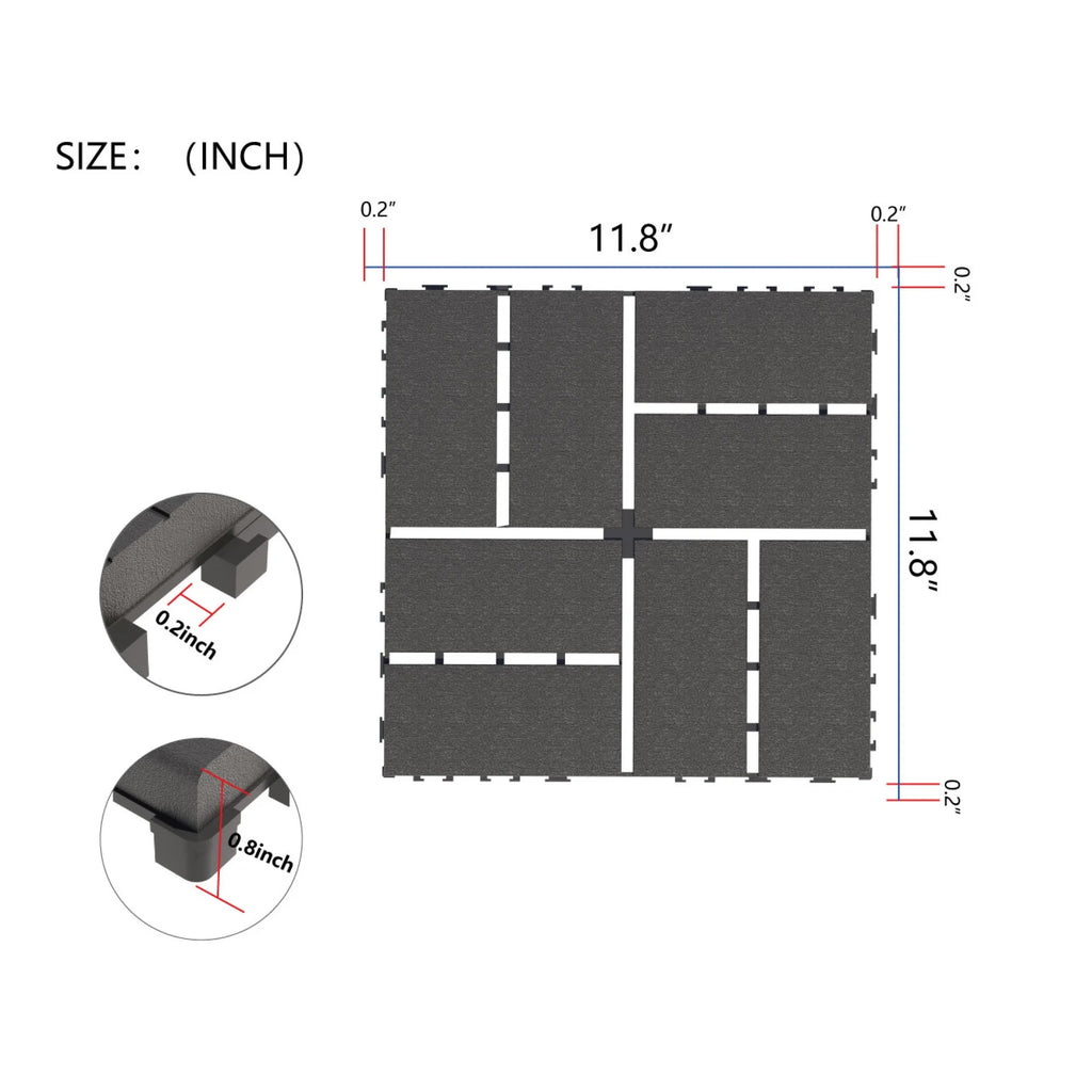 44PCS Plastic Interlocking Deck Tiles,Patio Deck Tiles,12"x12" Square Waterproof Outdoor