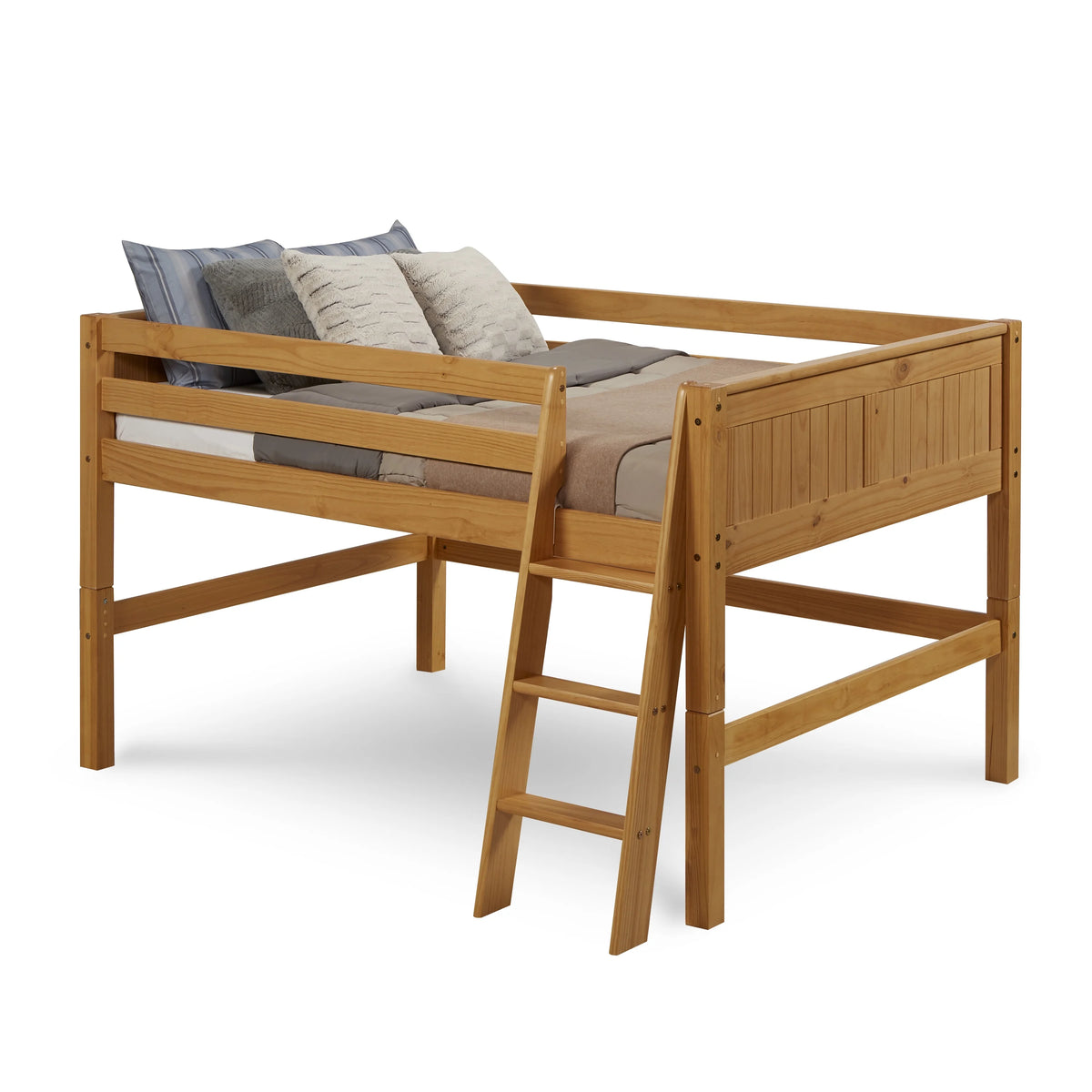 Camaflexi Full Size Low Loft Bed - Panel Headboard - Cappuccino Finish