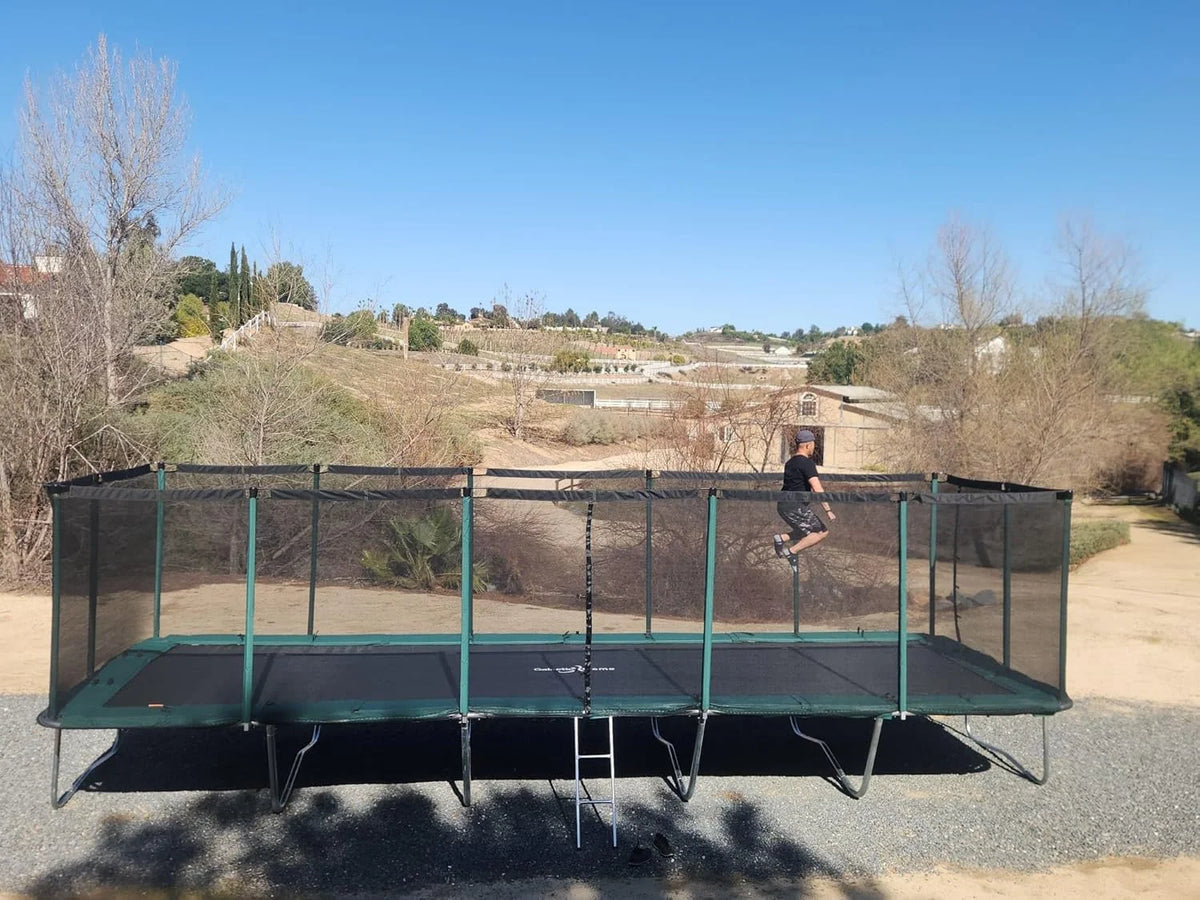 Galactic Xtreme 10x17 FT Outdoor Rectangle Trampoline with Net Enclosure 750Lbs Heavy Weight Jumping Capacity - Outdoor Gymnastics Trampolines for Adults and Kids