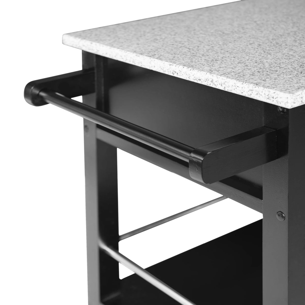 Linon Monett 2-Tier Mobile Serving Cart with Gray Granite Top, 27.75" Length, White