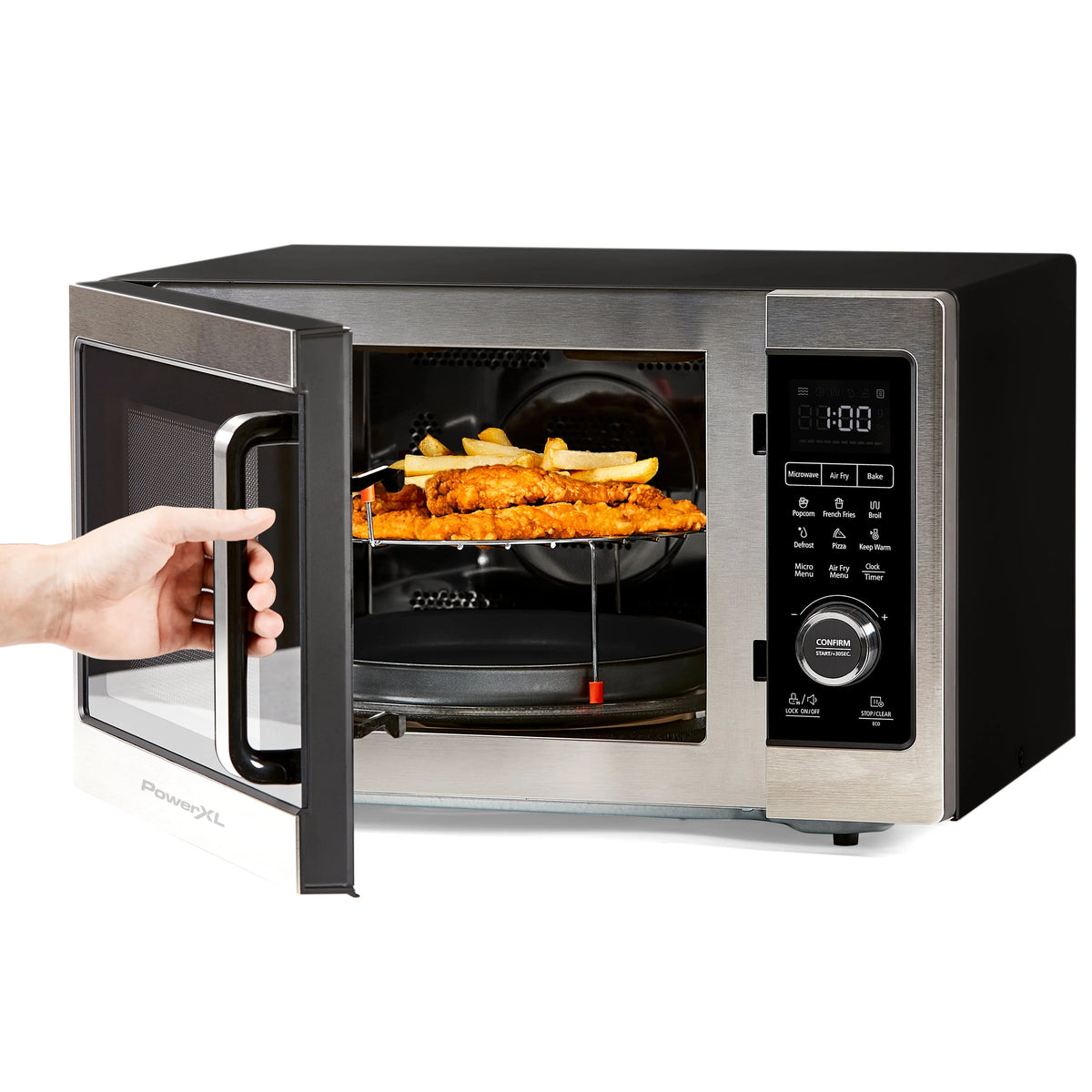 PowerXL Microwave Air Fryer Plus, Stainless Steel / Black, 1cu. ft.