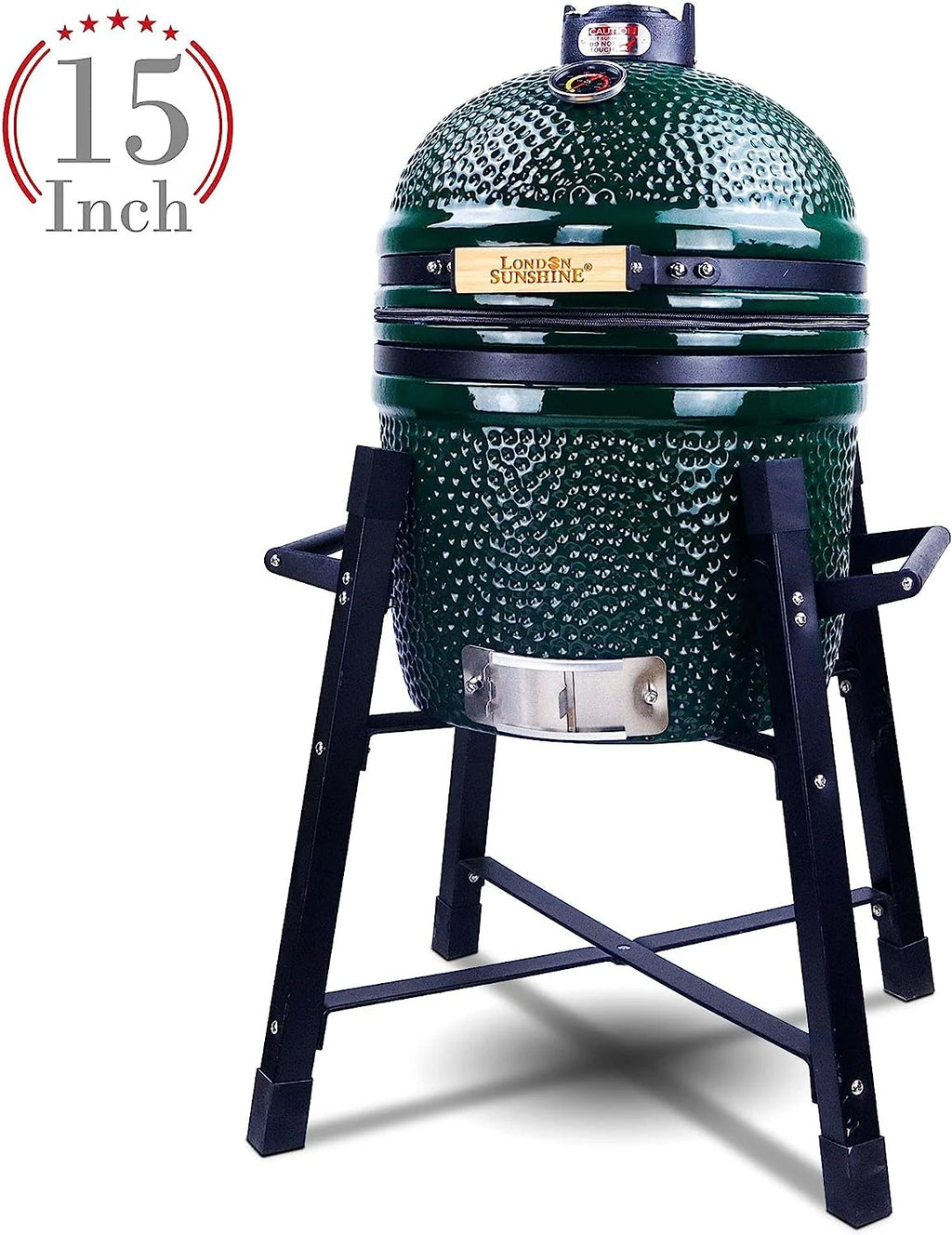 London Sunshine Ceramic Kamado Charcoal BBQ Grill -The Junior Series with Tall Stand (BLACK)