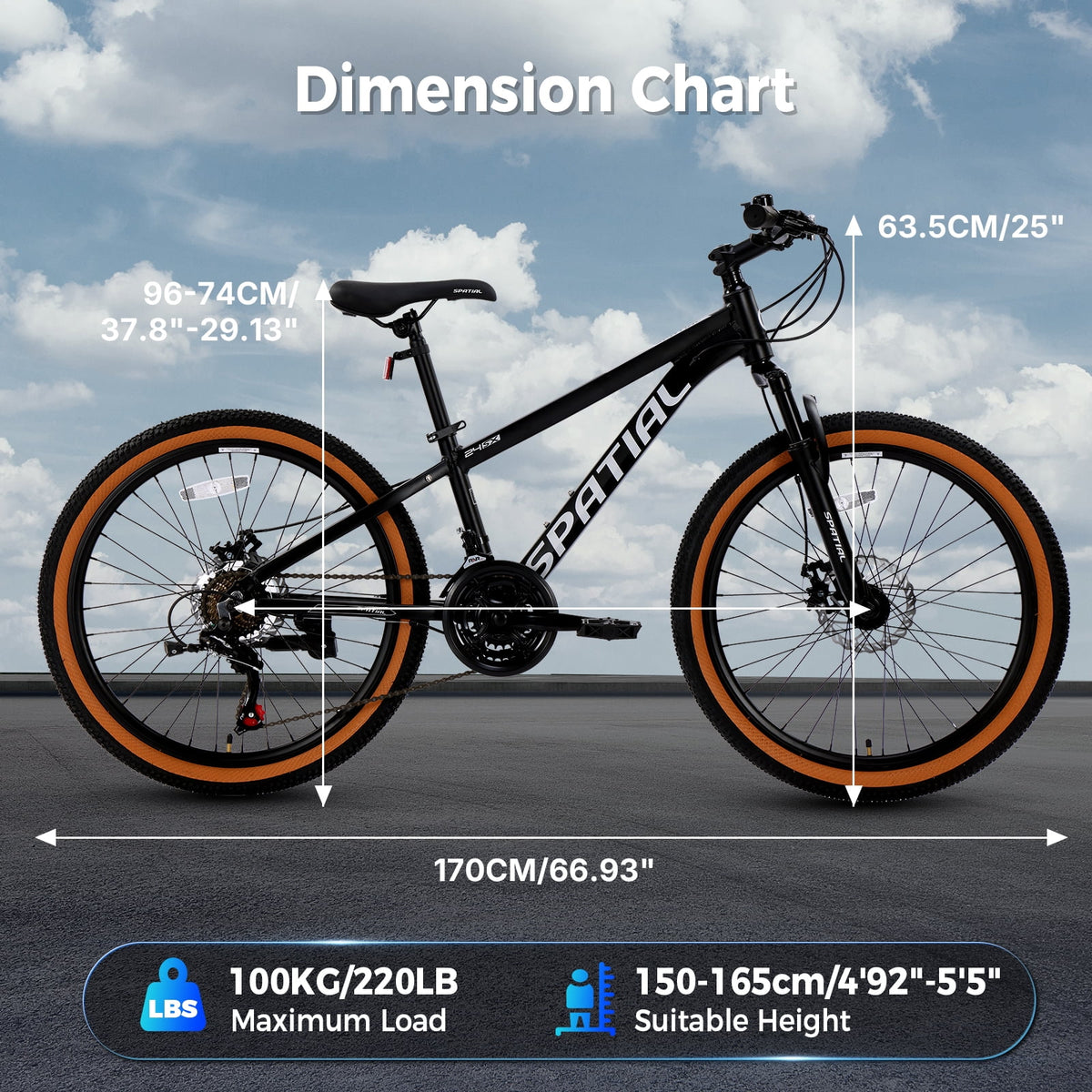 SPATIAL 24/26/27.5/29 inch Mountain Bike,8/21 Speed Lightweight Aluminum Magensium Frame Mountain Bicycle,Fits Men Women Teenagers Adult Disc Brake MTB Bicycle