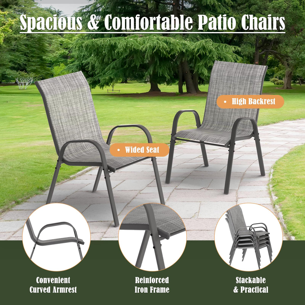 Amopatio Outdoor Dining Set of 5, Patio Table and Chairs Set