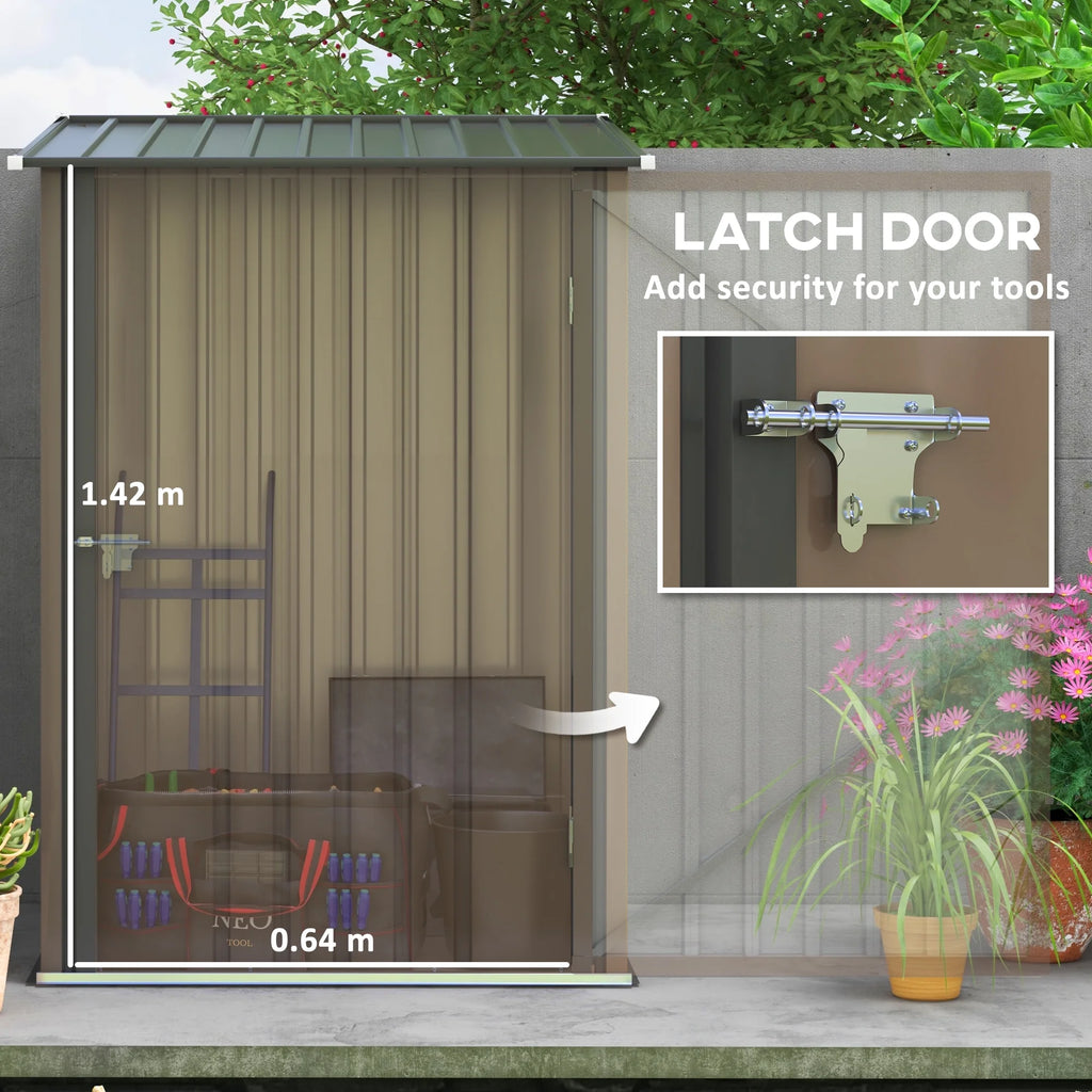Outsunny Metal Outdoor Storage Shed with Lockable Doors, 3.3' x 3.4', Brown
