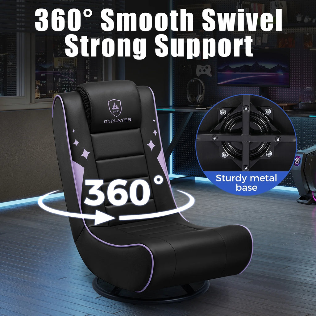GTPLAYER Swivel Floor Gaming Chairs with Foldable Backrest for Teens,, Red