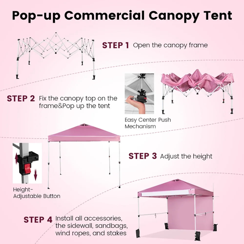 Gvn 10 x 10 ft Pink Pop up Outdoor Canopies, Waterproof