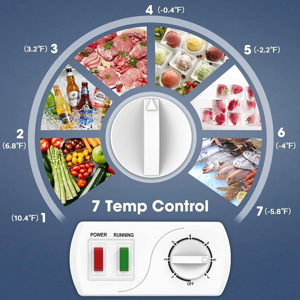 Ecotronic 3.8 Cu Ft Compact Chest Freezer, Grey, Low Noise, Energy Saving, 7-Gear Temperature Control