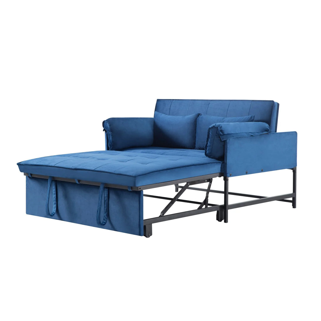 Gewnee 46" Velvet Sleeper Sofa Reclining Convertible Futon Couch Bed for Living Room, Guest & Small Spaces(Black)