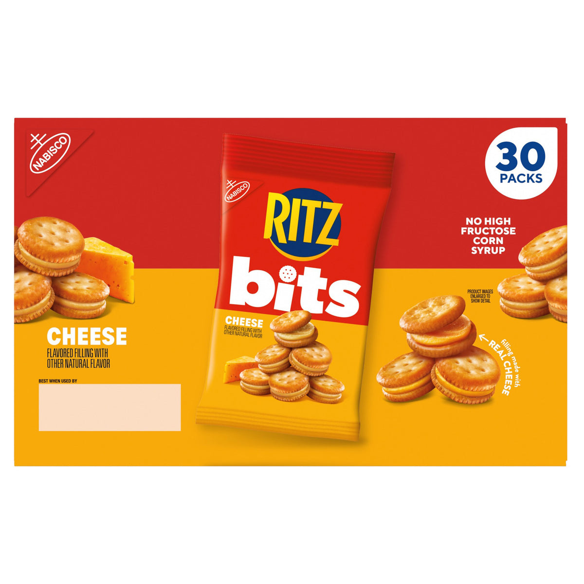 RITZ Bits Cracker Sandwiches, Cheese, 1.5 oz, 30-count