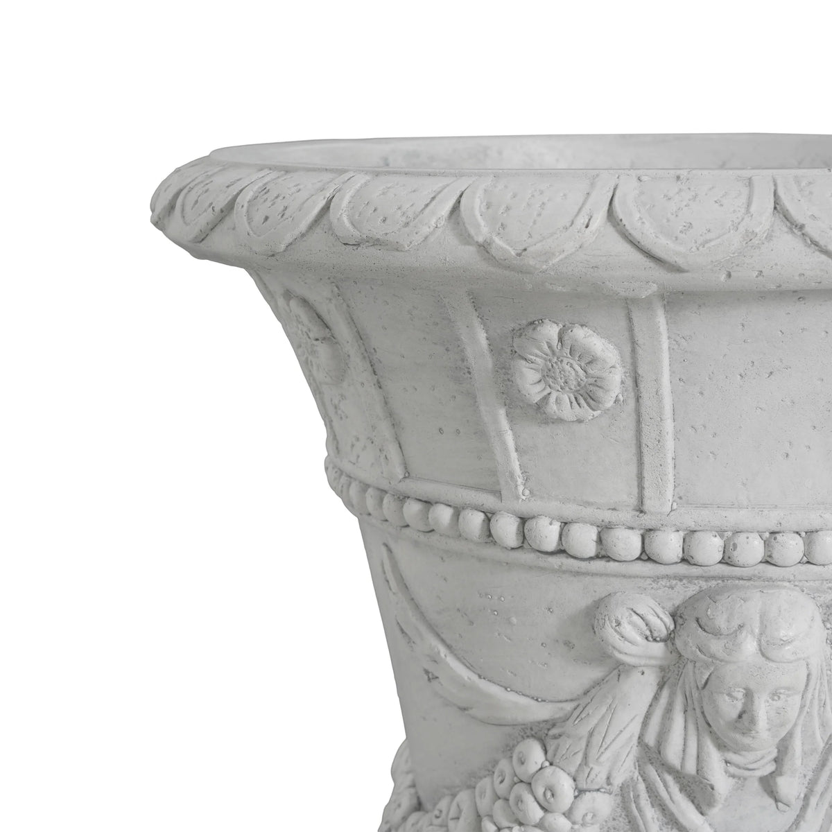 Christopher Knight Home 23.75" MGO Garden Urn Planter with Drainage Hole, Classic Outdoor Pot, Light Gray, Set of 2