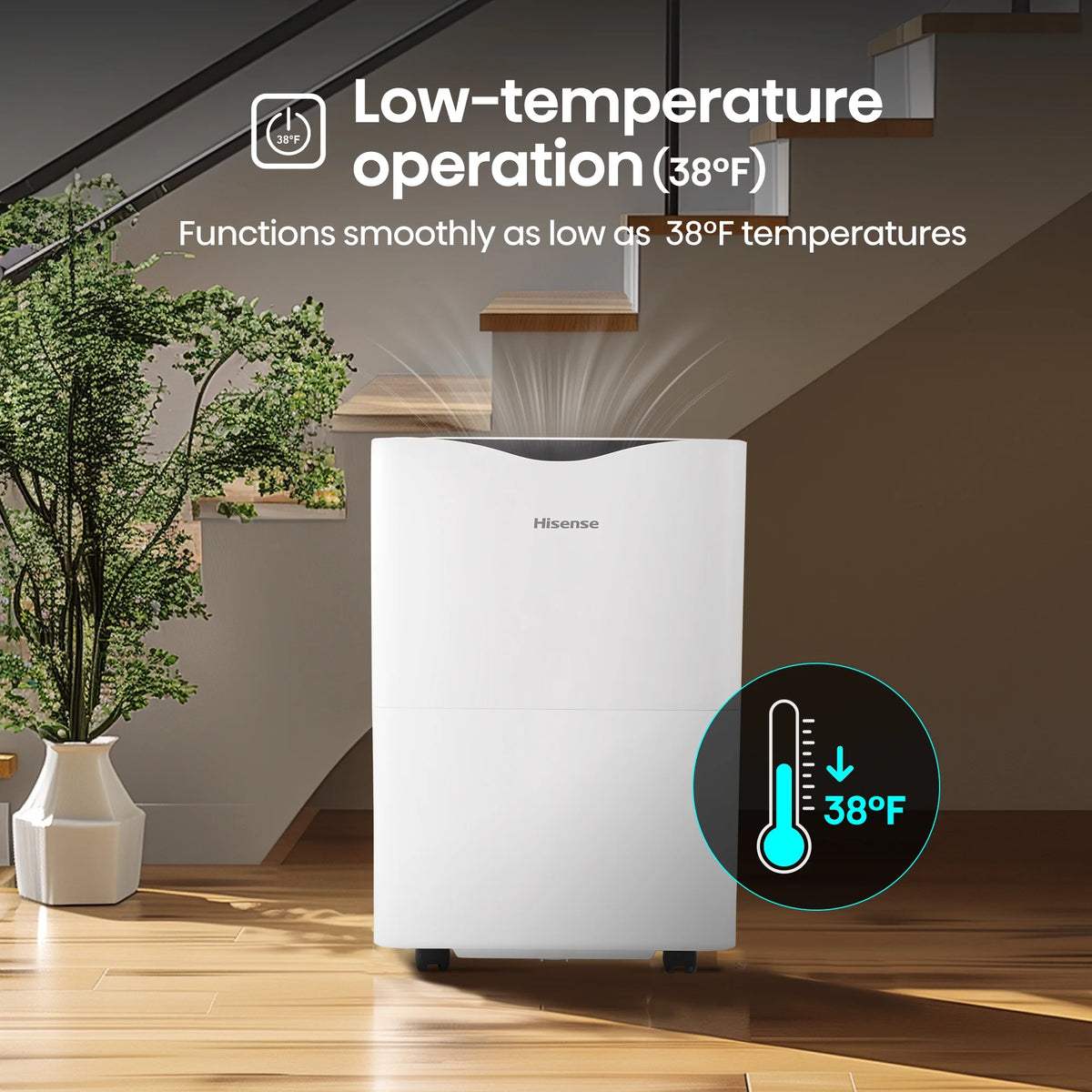 Hisense 35 Pint Dehumidifier 3,000 Sq. Ft for Multi-Scenario Use, Energy Star Certified, Easy Carry Handle, Low Noise Operation, Hassle-Free Water Removal, White (WHD3525)