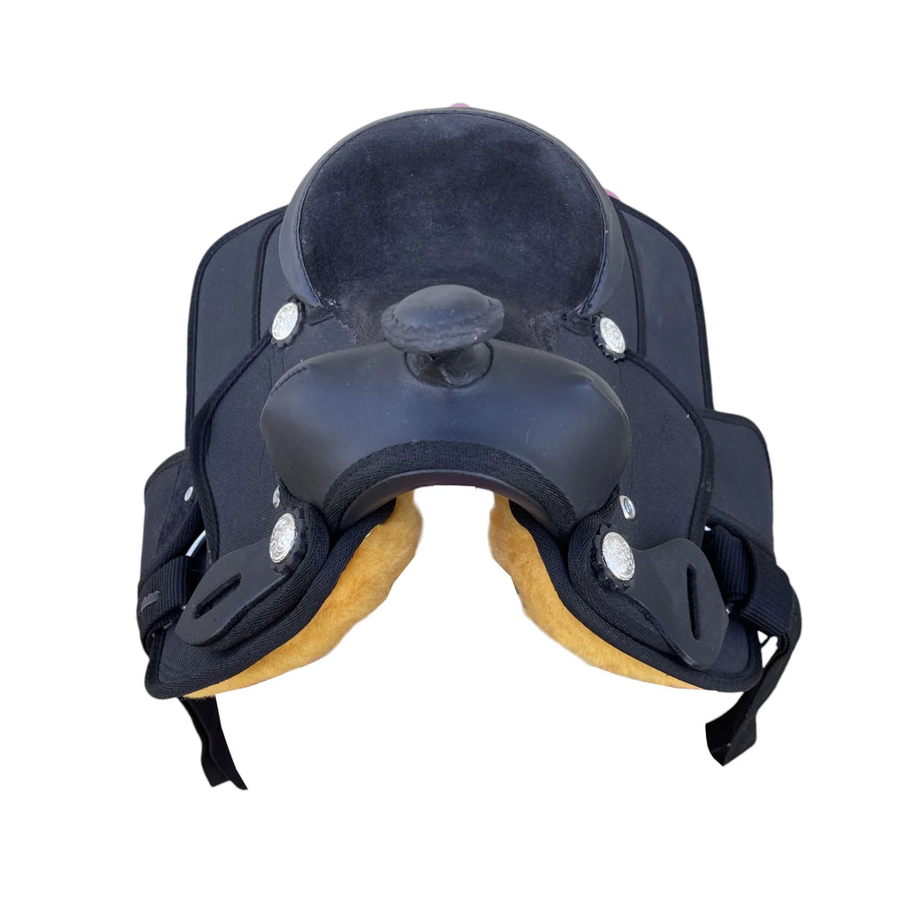 New Generation Kids/Miniature Western Synthetic Horse Saddle – 8" – Available in Black, Light Brown, Purple, and Pink