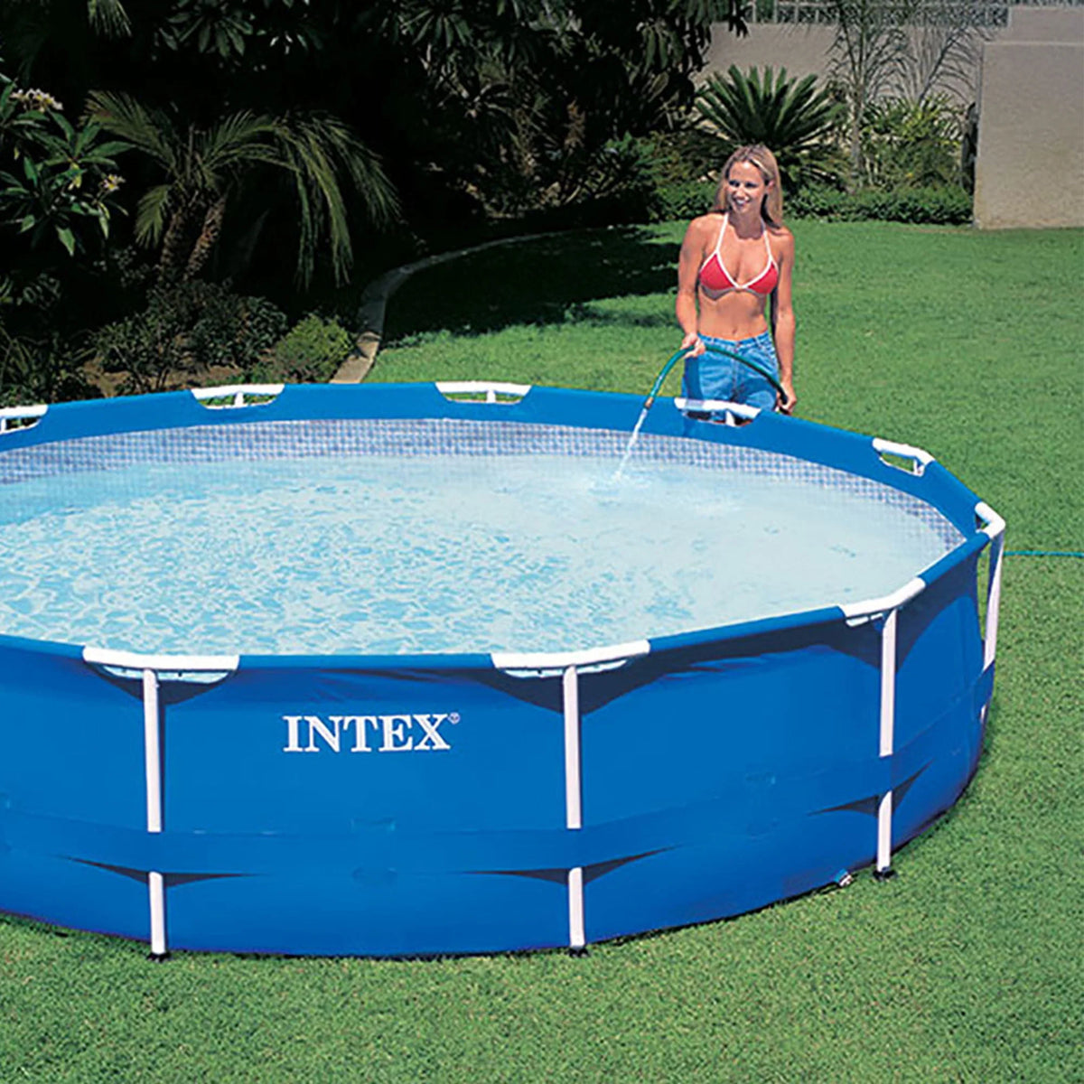 Intex 12'x30" Swimming Pool w/ Pump, Pool Ladder for 42” Wall, & 12’ Cover