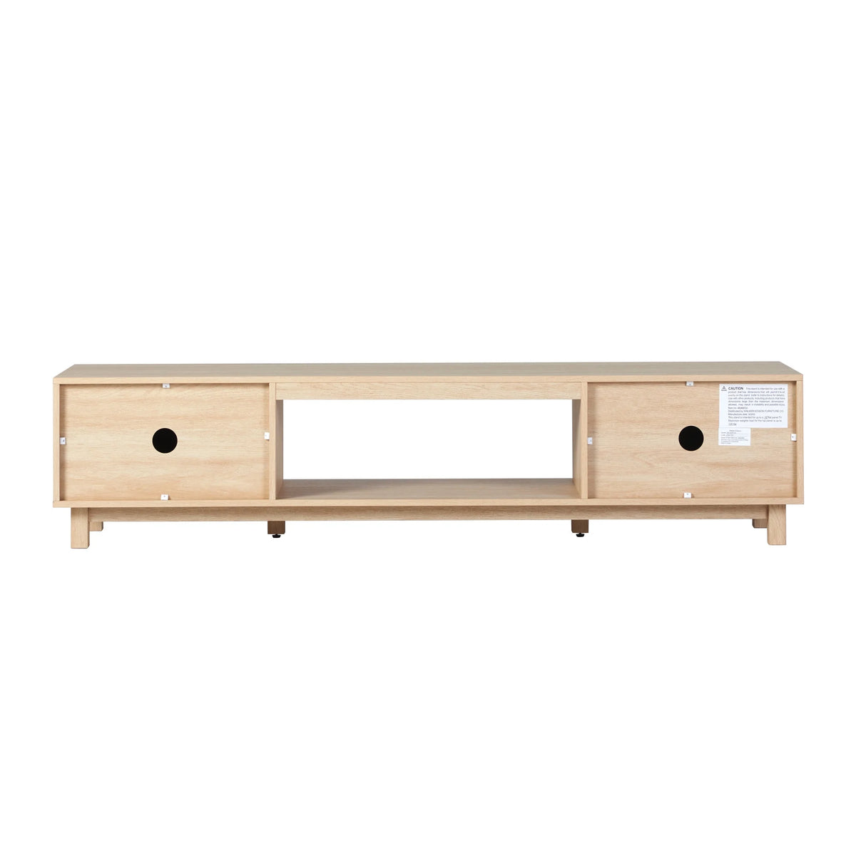 Walker Edison Mid-Century Modern Reeded 2-Door TV Stand for TVs up to 80, Coastal Oak