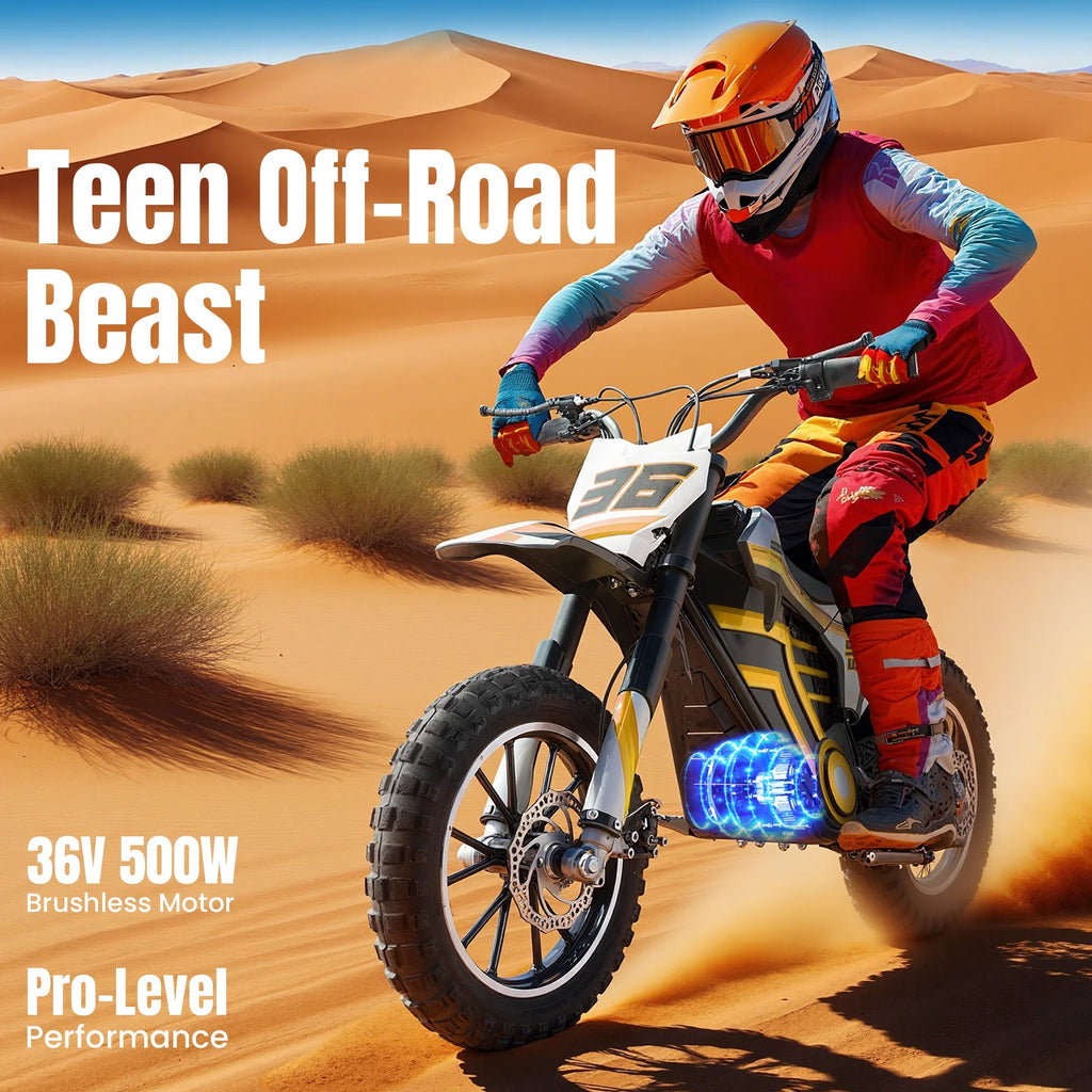 Electric Dirt Bike for Teens Adults, 500W Electric-Motorcycle Mountain Off-Road EBike