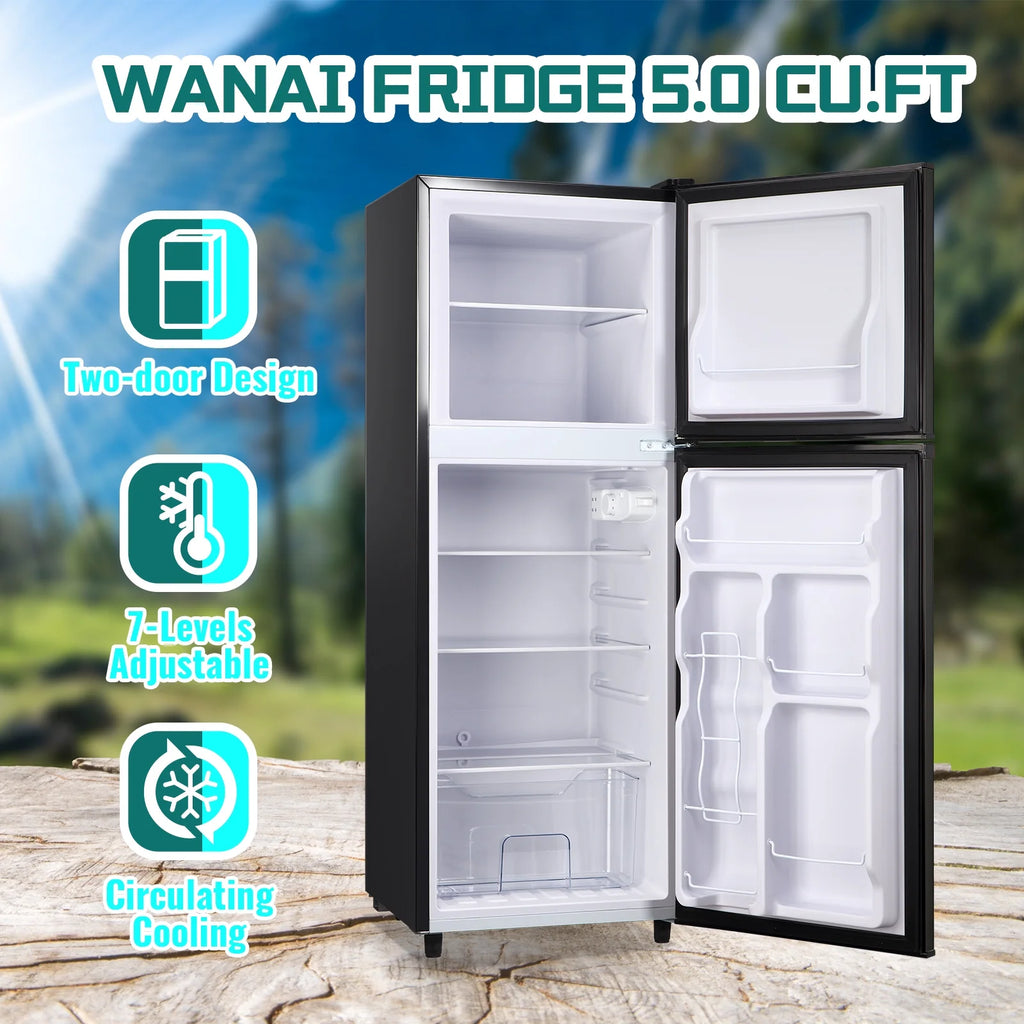 JIEJIA 5.0 Cu.Ft Apartment Size Refrigerators with Separate Freezer, 2 Door Refrigerator, Small Fridge with Freezer, Gray