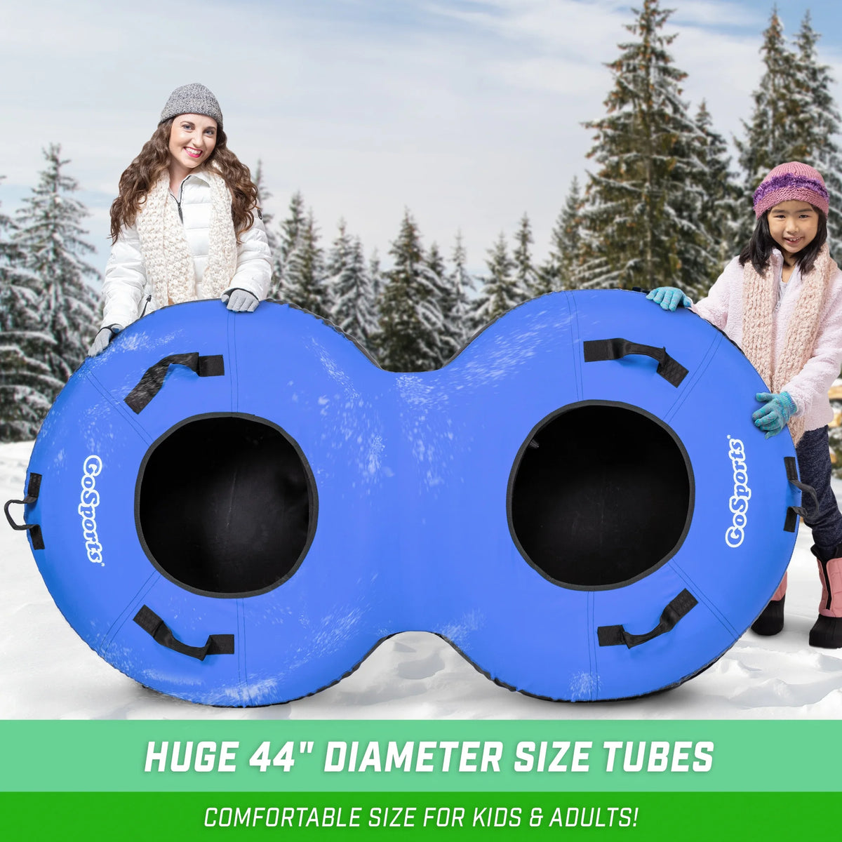GoSports Heavy Duty 2 Person Winter Snow Tube with Premium Canvas Cover - Blue