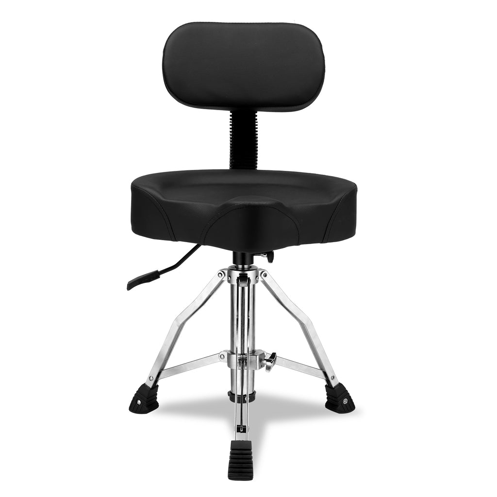 Ktaxon Adjustable Drum Throne with Backrest, 360 Rotating Hydraulic Seat, Thick Cushion for Home, Classroom, and Concert Use, Black