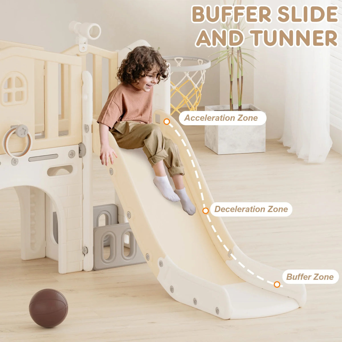 Korimefa 11-in-1 Toddler Slide Set with Golf, Basketball Hoop, Kids Slide for Toddlers Age 1-4, Climber Slip and Slides, Baby Outdoor Toys