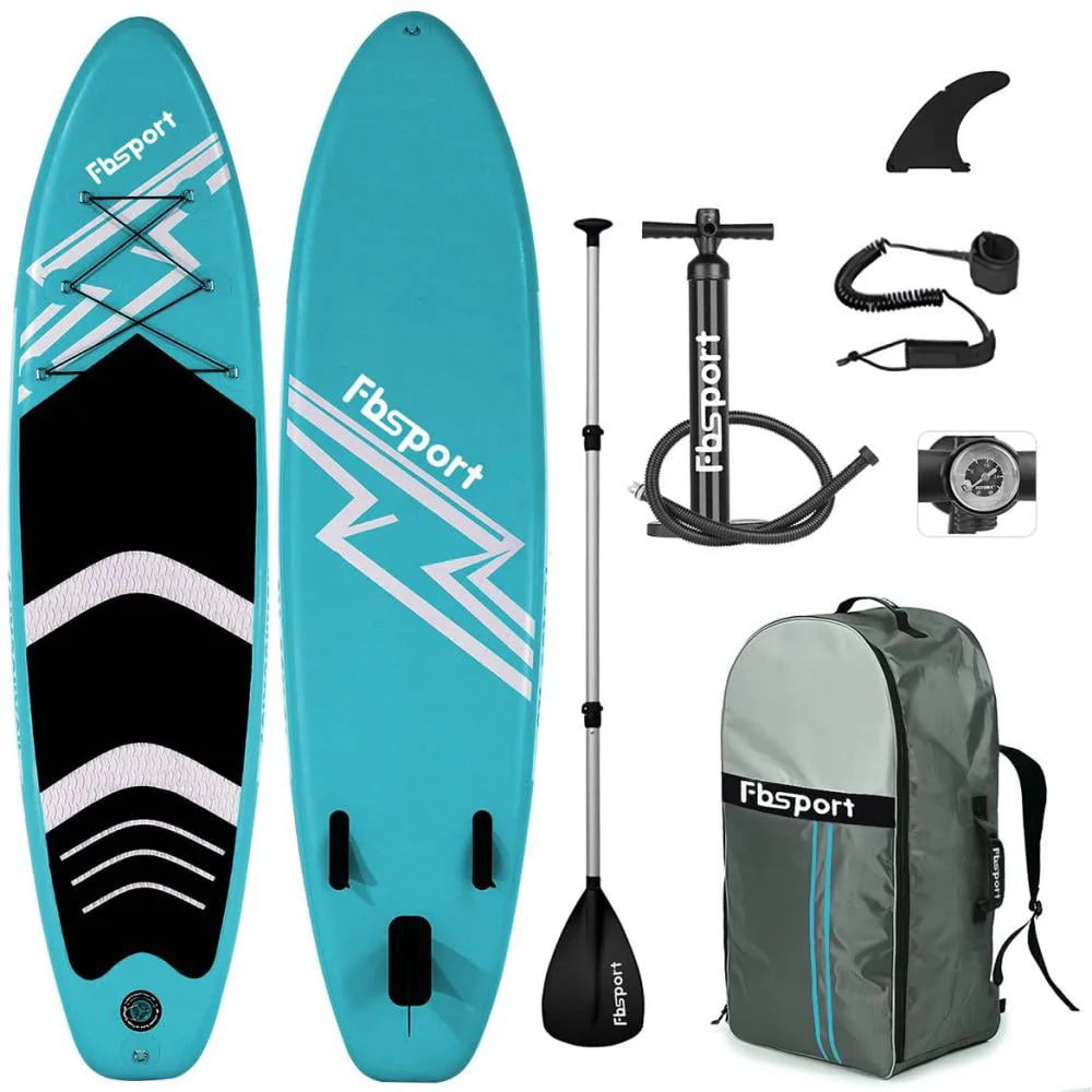 Fbsport 11ft Inflatable Paddle Board SUP, 6'' Thick W/Paddling Fins Pump & Accessories Pack, Lake Blue