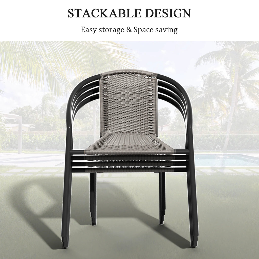 Gaildon Pack Medium Brown Rattan Indoor-Outdoor Restaurant Stack Chair | Versatile and Stylish Seating