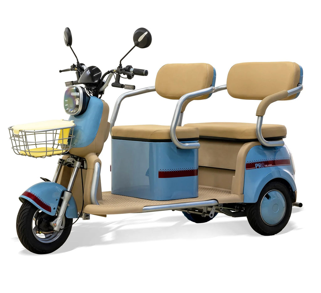 Massimo MGC E-Trike 3-Wheel Electric Cart 17 MPH, 2-Seater Adult Scooter Blue