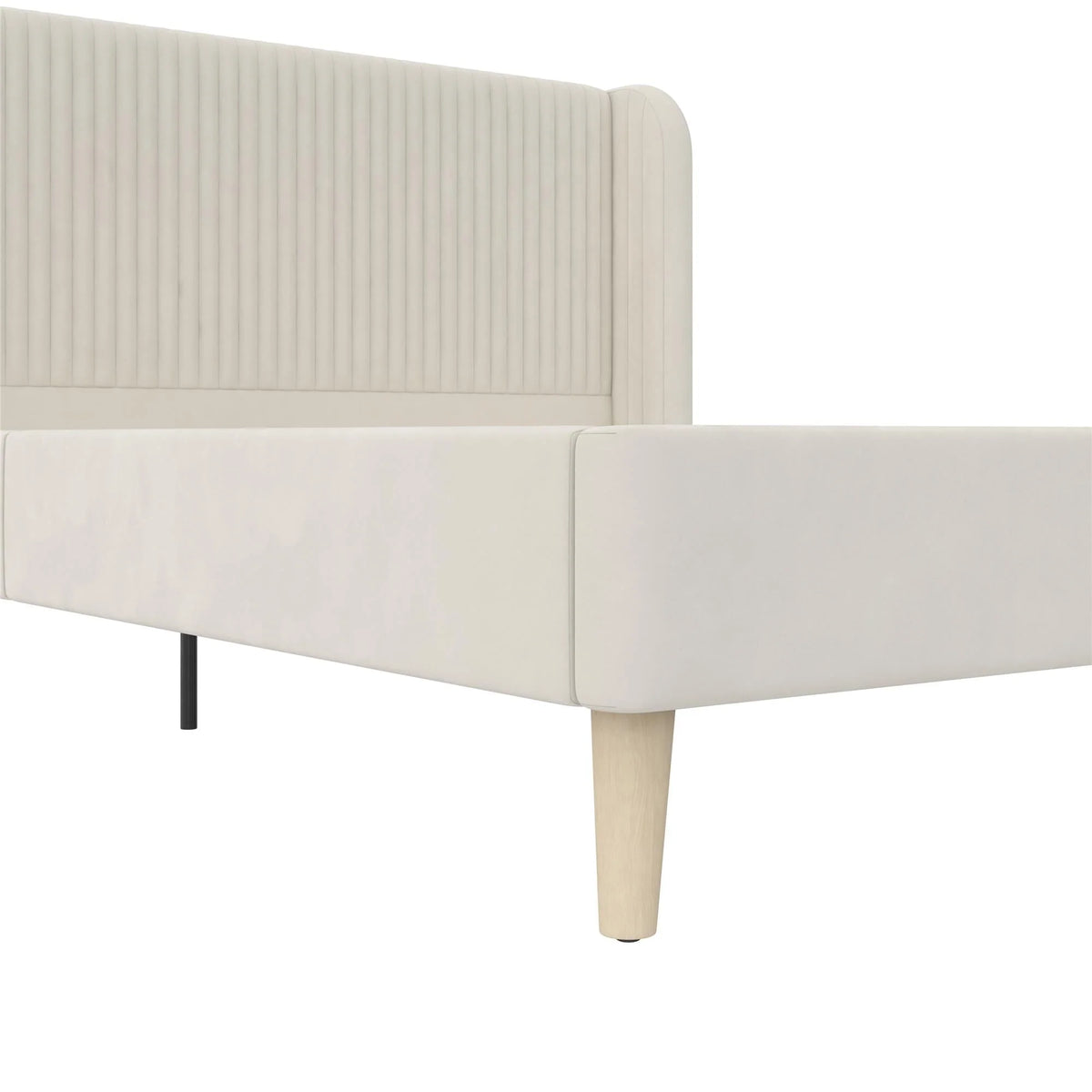 Novogratz Holly Upholstered Wingback Bed, Queen, Ivory Velvet