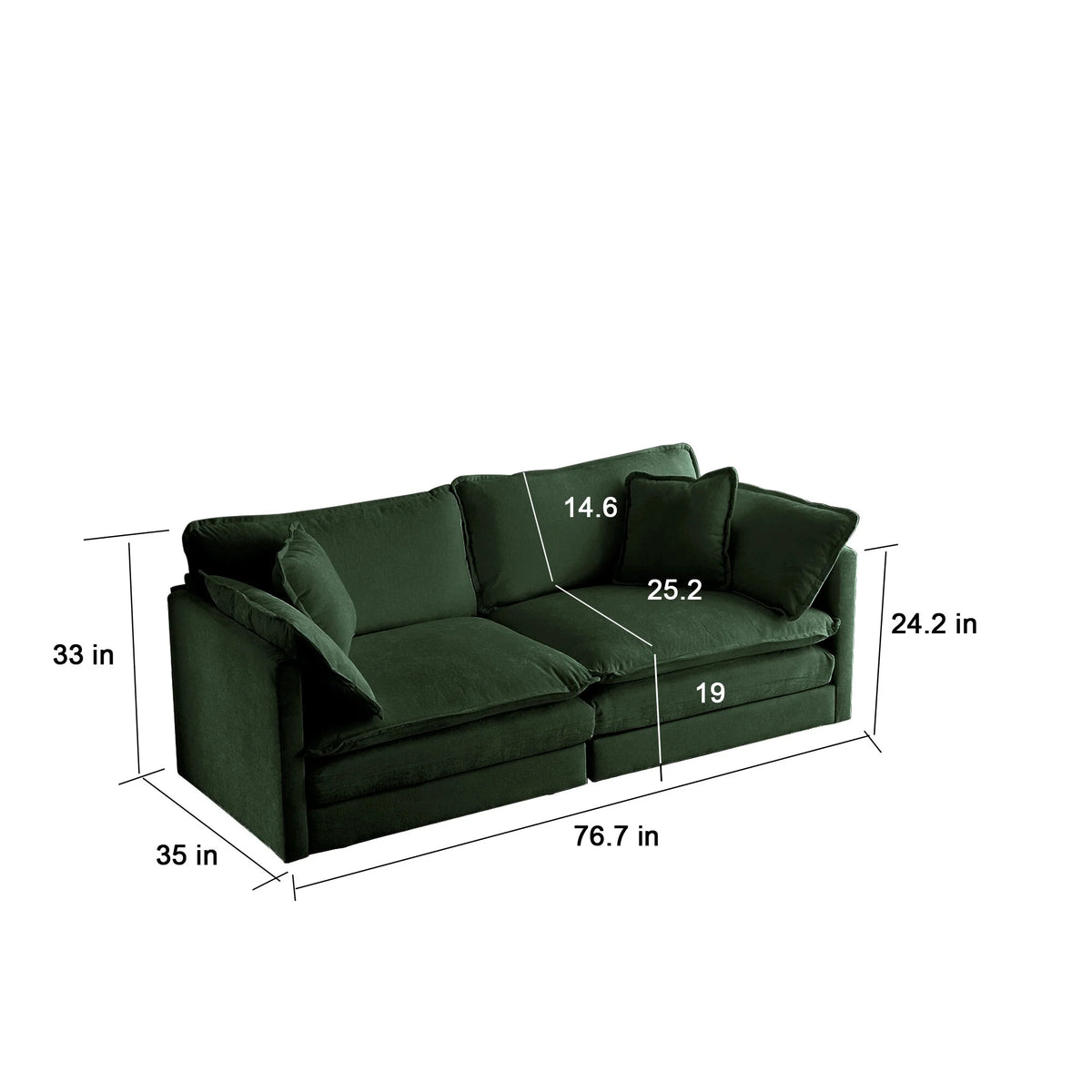 Comfy Deep Seat Sofa Chair, Upholstered Chenille Fabric Armchair with Toss Pillow for Living Room, Bedroom - Beige, Sturdy Wood Frame, 22+ Combination Options