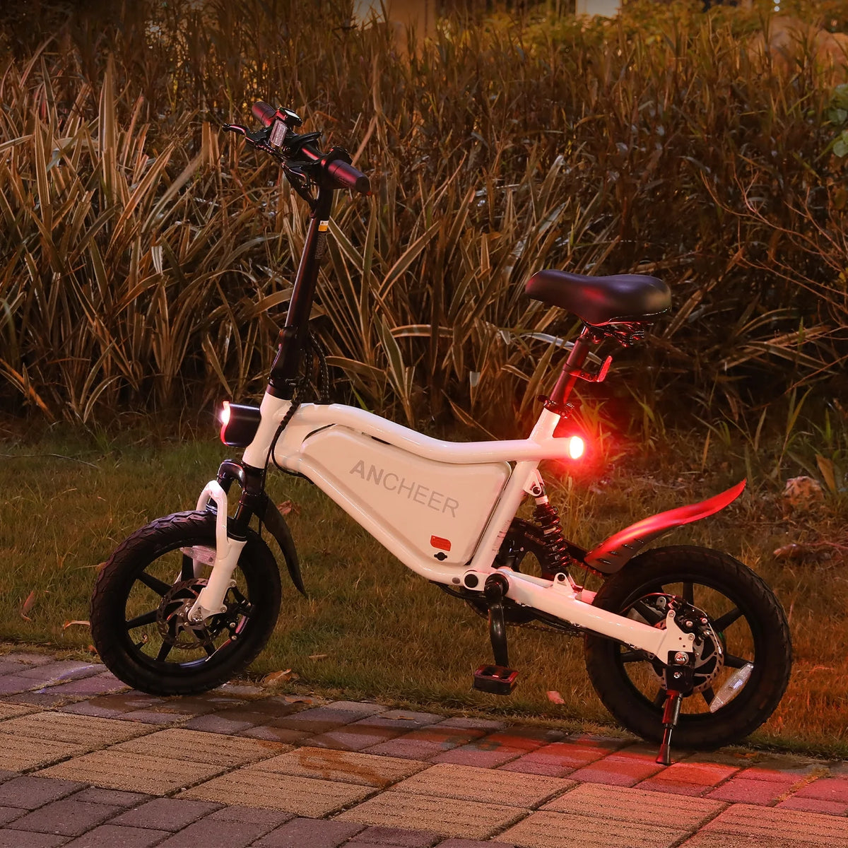 ANCHEER Peak 500W Electric Bike for Adults, Foldable Electric Bikes with 48V 374Wh Battery, 14" Electric Bicycle for Men Women, LCD Digital Display, Cruise Control Ebikes, Dual Suspension Fork UL2849