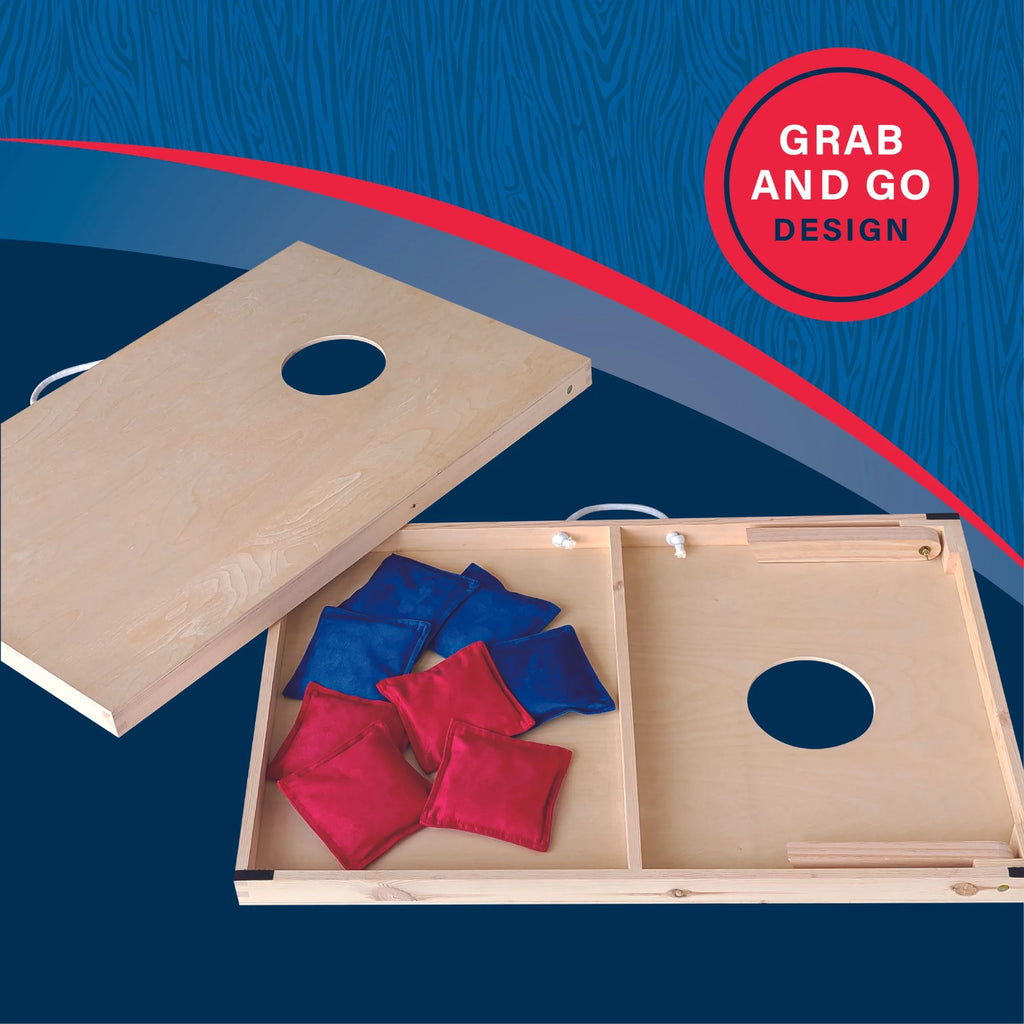 Cornhole Wooden, Stick & Slide, 10 Pieces, 2 Boards, 8 Bean Bags, Family Games, Ages 3+ by MinnARK