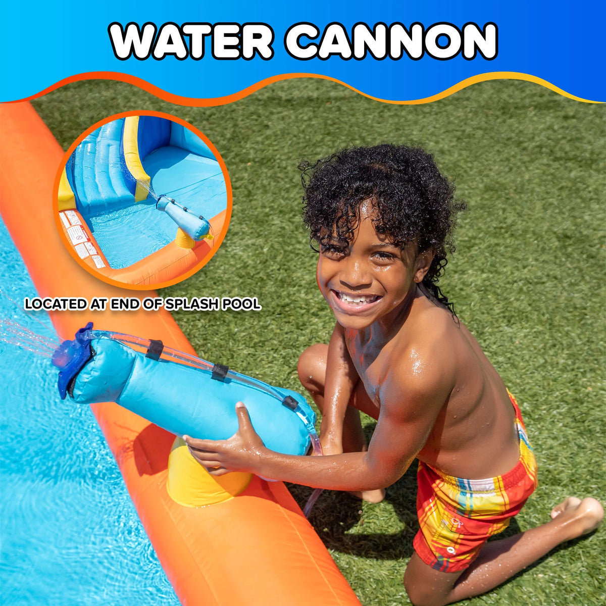 Sportspower Big Wave II Inflatable Water Slide with Climbing Wall & Splash Pool, Ages 3-8, Heavy Duty, ASTM Certified, Lifetime Warranty on Included Blower