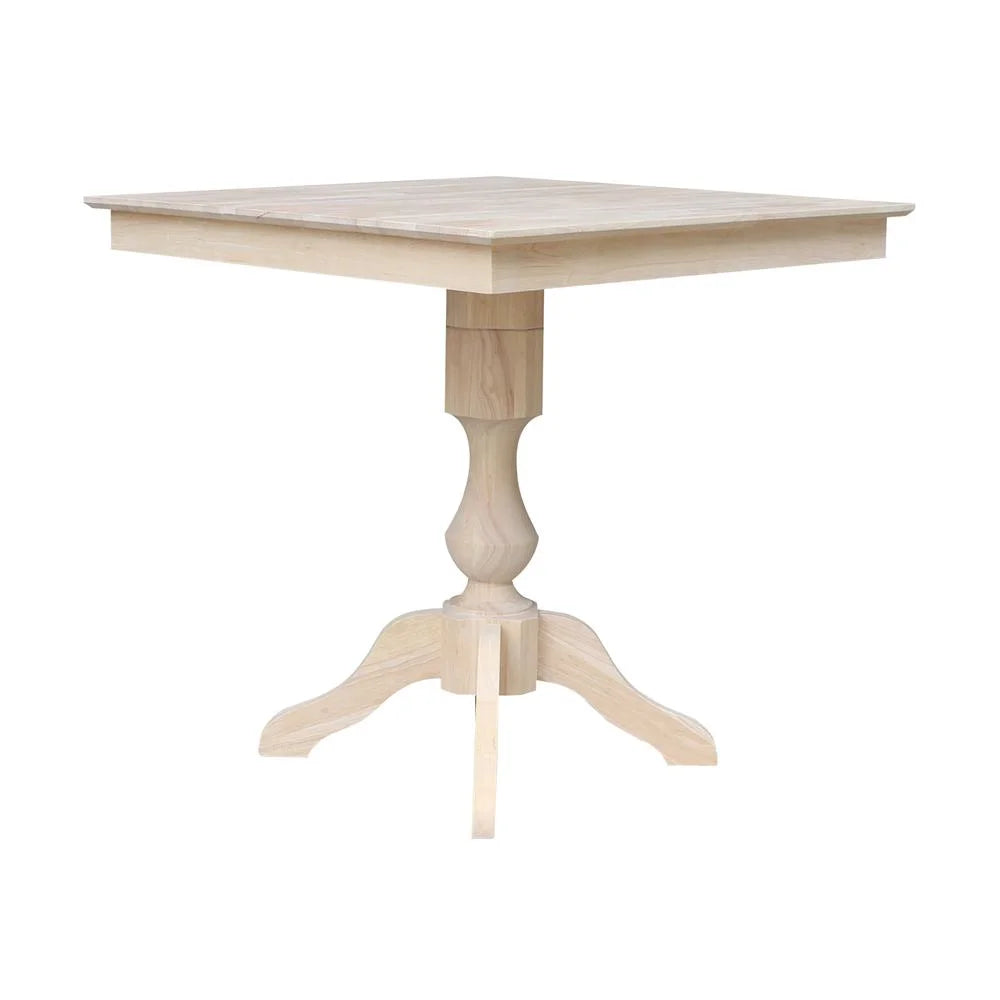 36" x 36"  Natural Solid Wood Square Top Pedestal Table - 29.9" Height