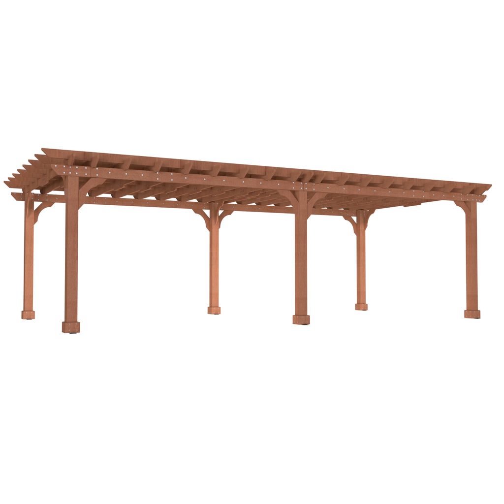 VEIKOUS 12'x10' Cedar Wood Pergola w/ Flat Roof and Ground Stakes for Outdoor Patio, Garden, Deck