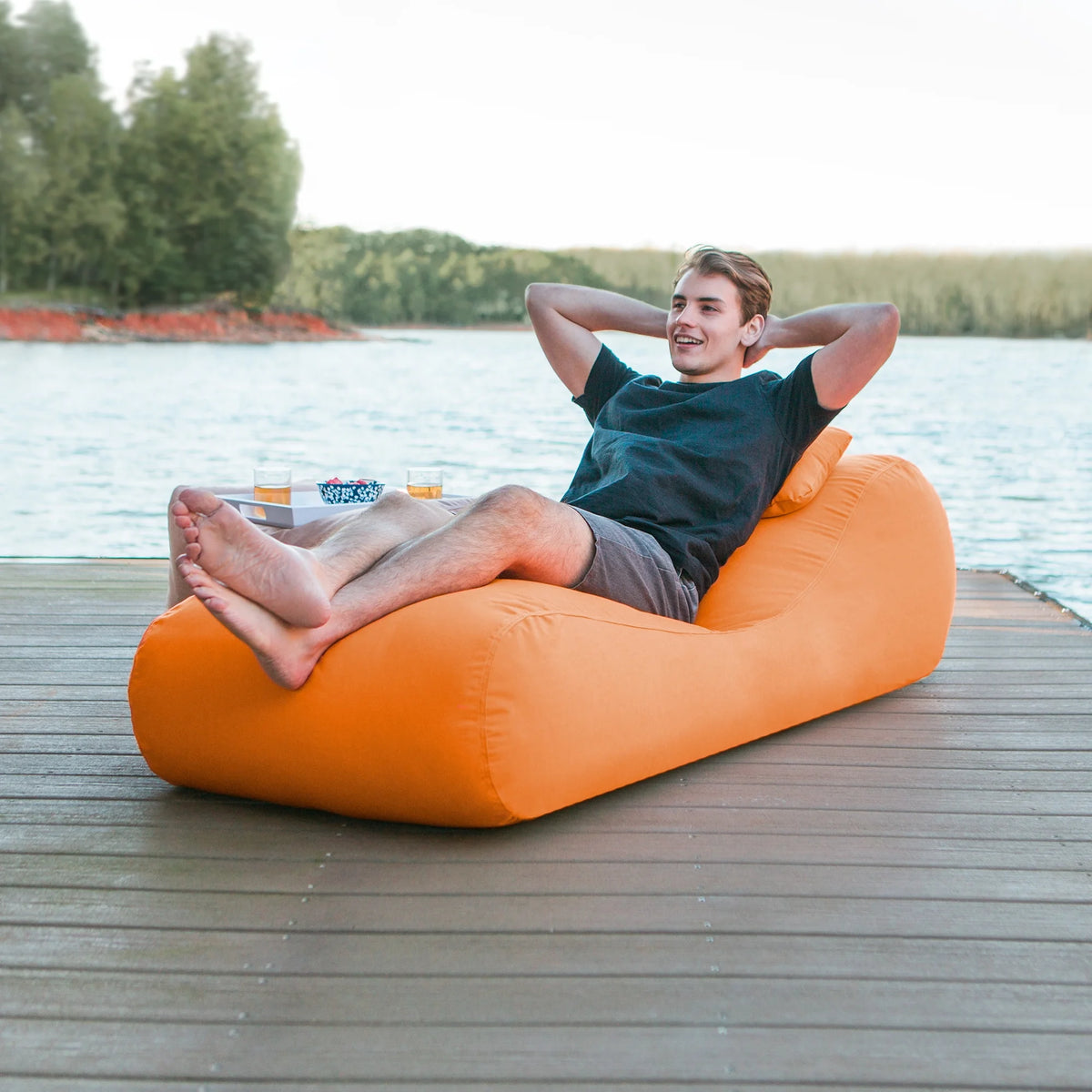 Jaxx Bean Bags Jaxx Arlo Outdoor Bean Bag Lounge with Pillow Granite
