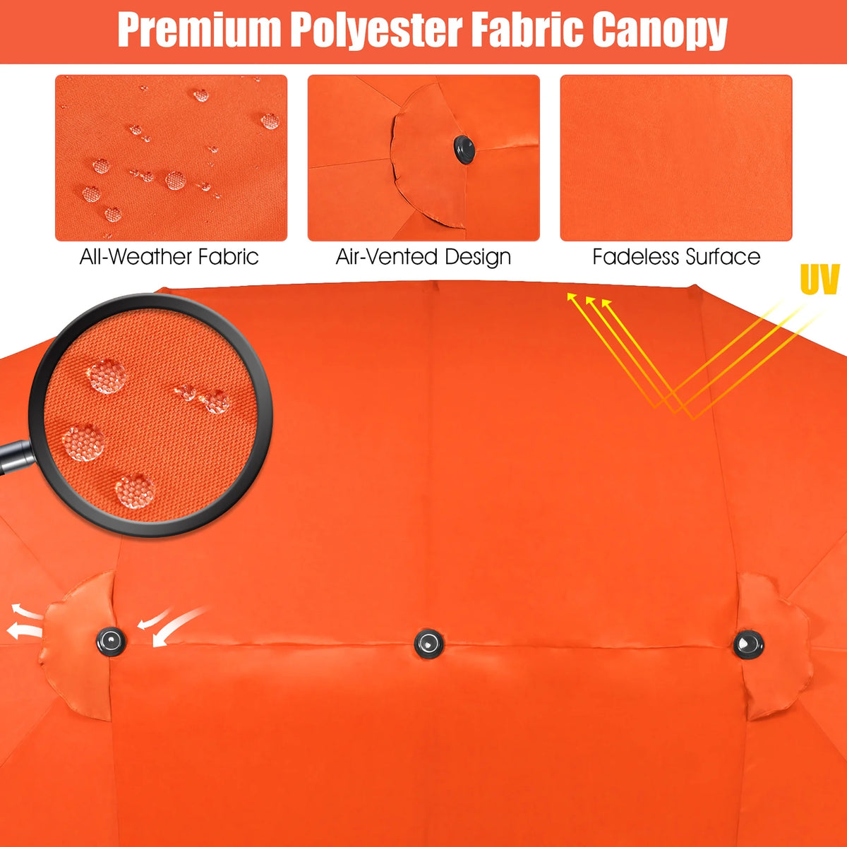 Costway 15ft Beige Patio Double-Sided Umbrella, Crank Lift