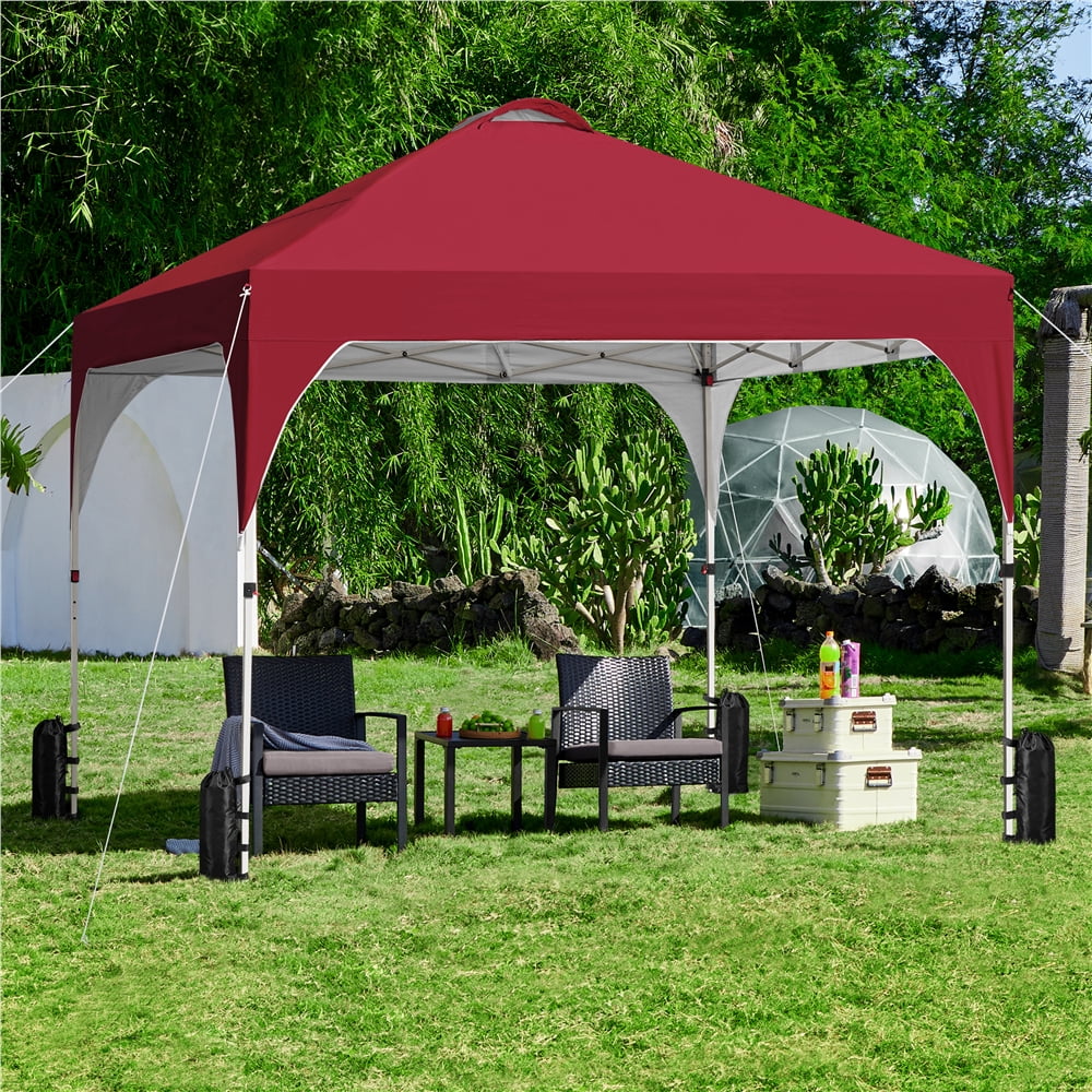 Topeakmart 8x8ft Pop Up Canopy Tent with Adjustable Height and Roller Bag, White