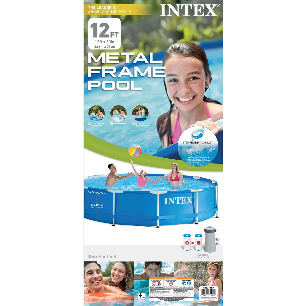 Intex 12'x30" Swimming Pool w/ Pump, Pool Ladder for 42 Wall, & 12 Cover